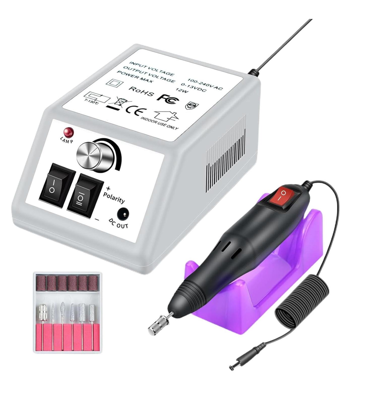 Shakven Manicure Pedicure Tools | Portable Electric File Nail Drill Machine Powerful Nail Tools with 6 Metal Drill Bits Electric Nail Drills White#c - Buy Online on GoSupps.com