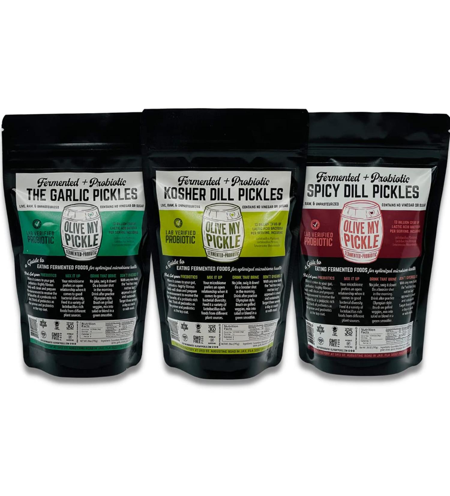 Real Fermented & Probiotic Pickles for Gut Health - Best Pickle Bundle (3 Pack) | Olive My Pickle - Buy Online on GoSupps.com
