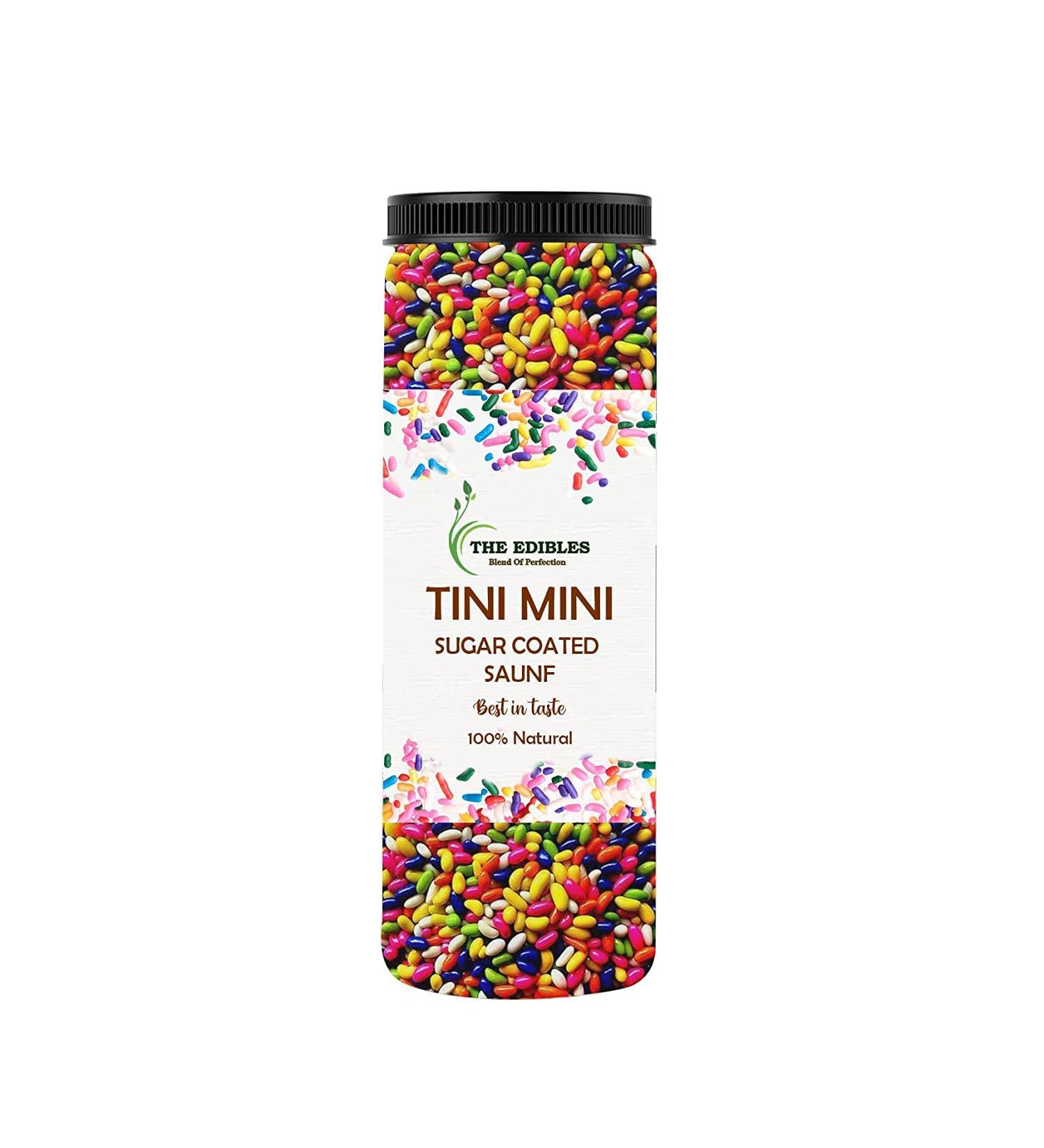 The EDIBLES Colorful Sugar Coated Saunf 250 gm| Colourful Tini Mini Sounf Mouth Freshener_Packing May Vary - Buy Online on GoSupps.com