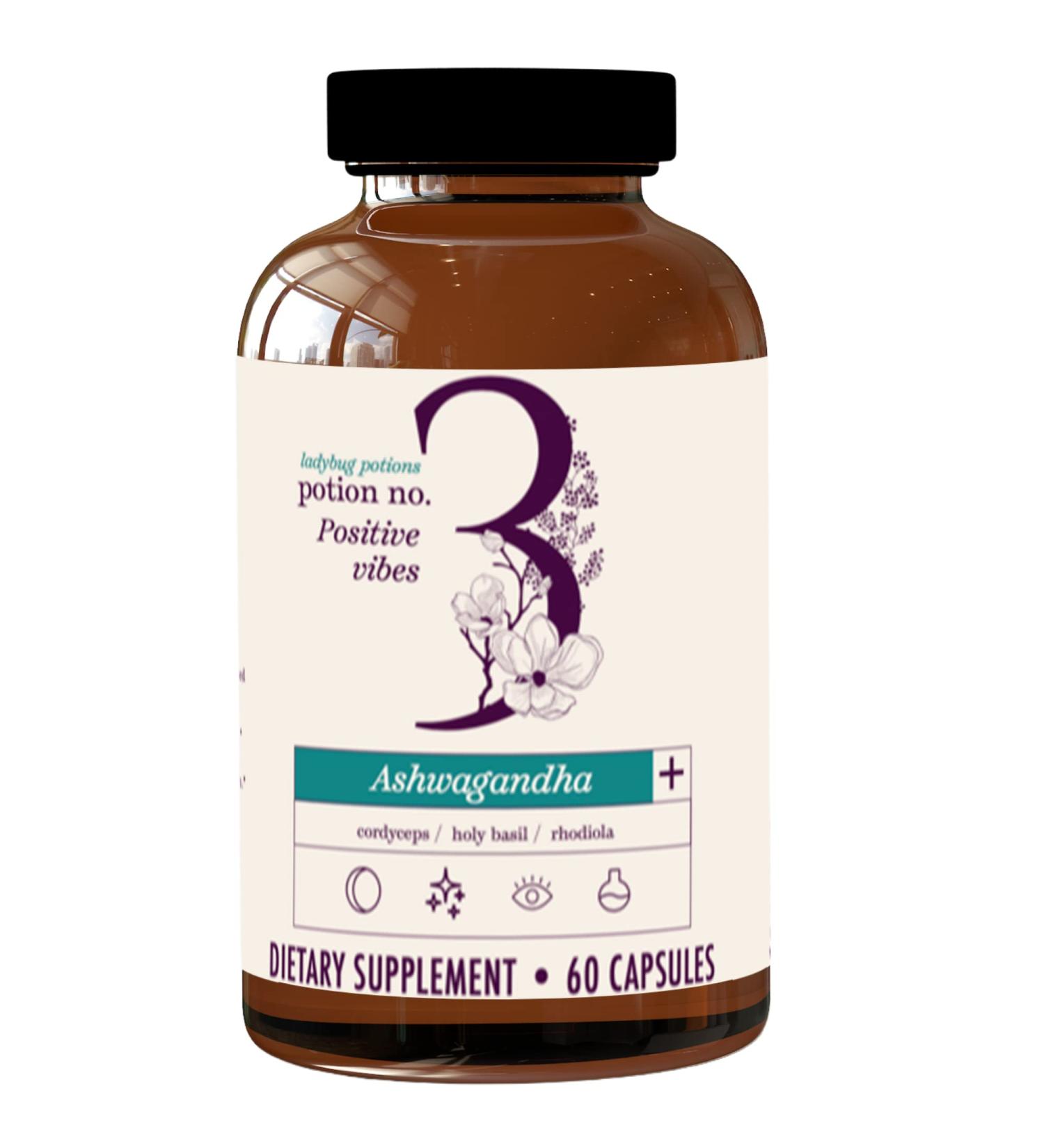 Organic Ladybug Potions Mood Pills - Boost Mood & Energy, Reduce Stress - Ashwagandha, Cordyceps, Holy Basil & Rhodiola - Potion No. 3 - Buy Online on GoSupps.com
