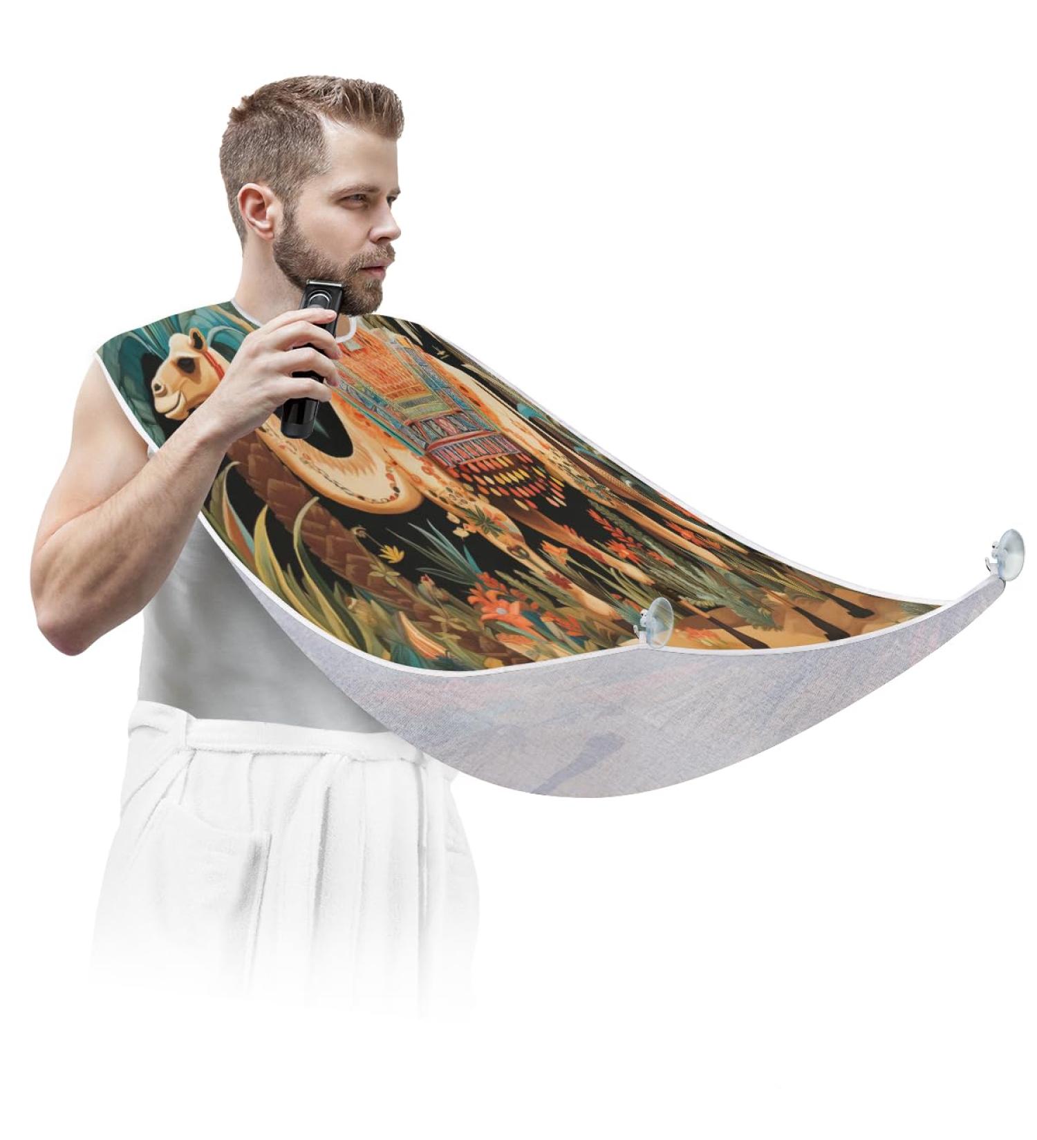 Animal Camel Beard Bib Apron | Beard Hair Catcher for Men | Perfect Father's Day & Anniversary Gift | Beard Bib with 2 Suction Cups - Buy Online on GoSupps.com