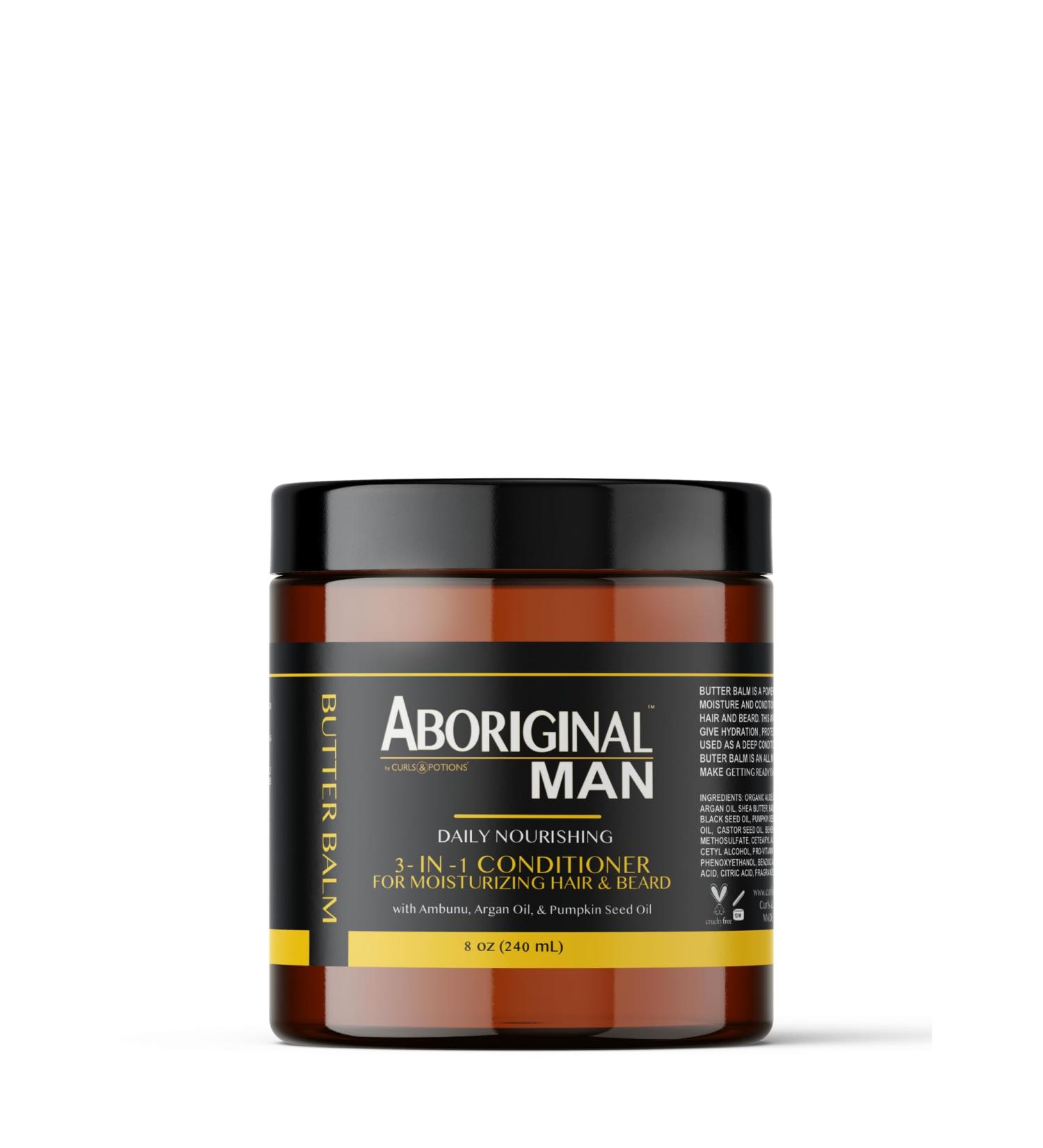 Curls & Potions Aboriginal Man Butter Balm - Hydrate Softens & Thickens Beard & Hair for Men | Promote Growth - International Shipping Available - Buy Online on GoSupps.com