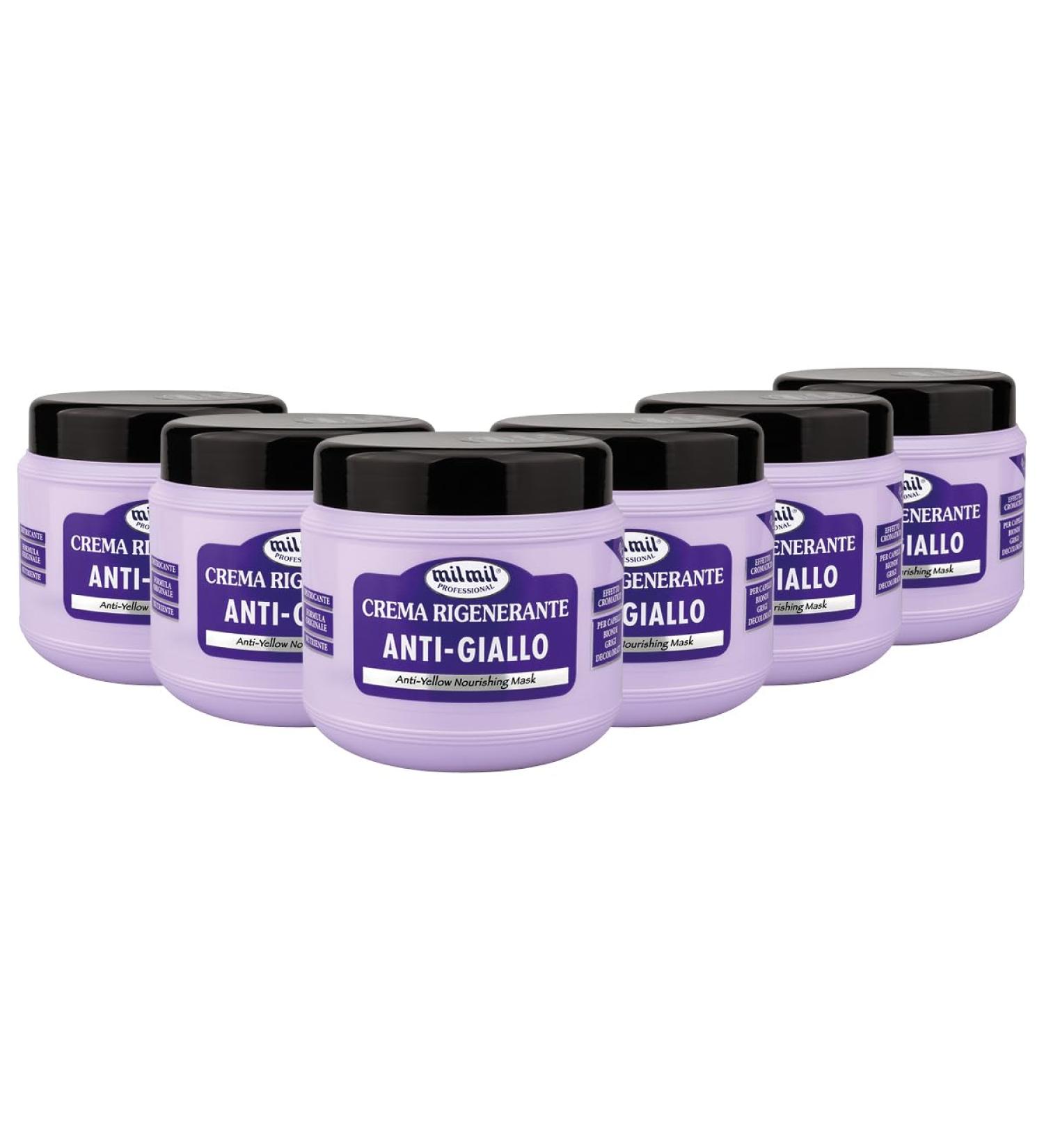  Milmil Milmil | Anti-yellowing regenerating cream for blonde grey and bleached hair chromatic effect 750 ml pack of 6 - Buy Online on GoSupps.com