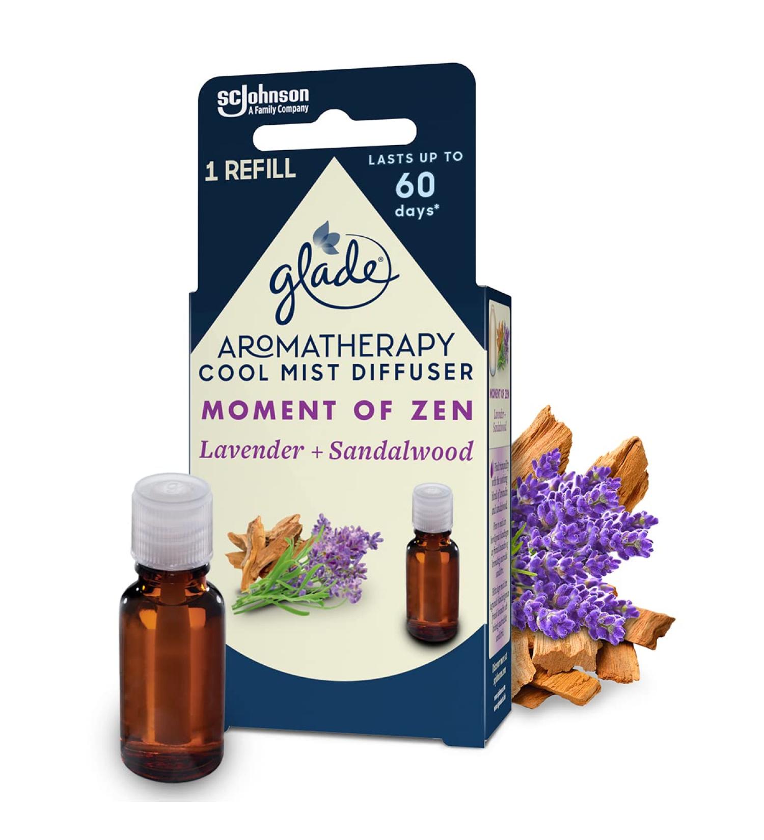 Glade Aromatherapy Essential Oil Diffuser Refill - Lavender & Sandalwood Scent 17.4 ml - Pack of 1 for Home Aromatherapy & Air Freshening - Moment of Zen - Buy Online on GoSupps.com