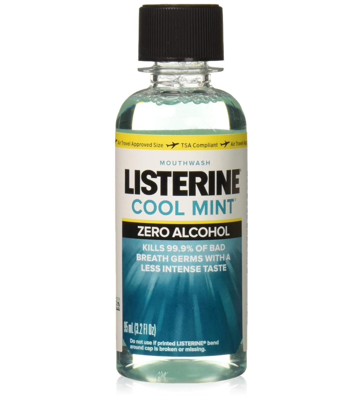 Listerine Cool Mint Zero Alcohol Mouthwash 3.2 oz (Pack of 2)