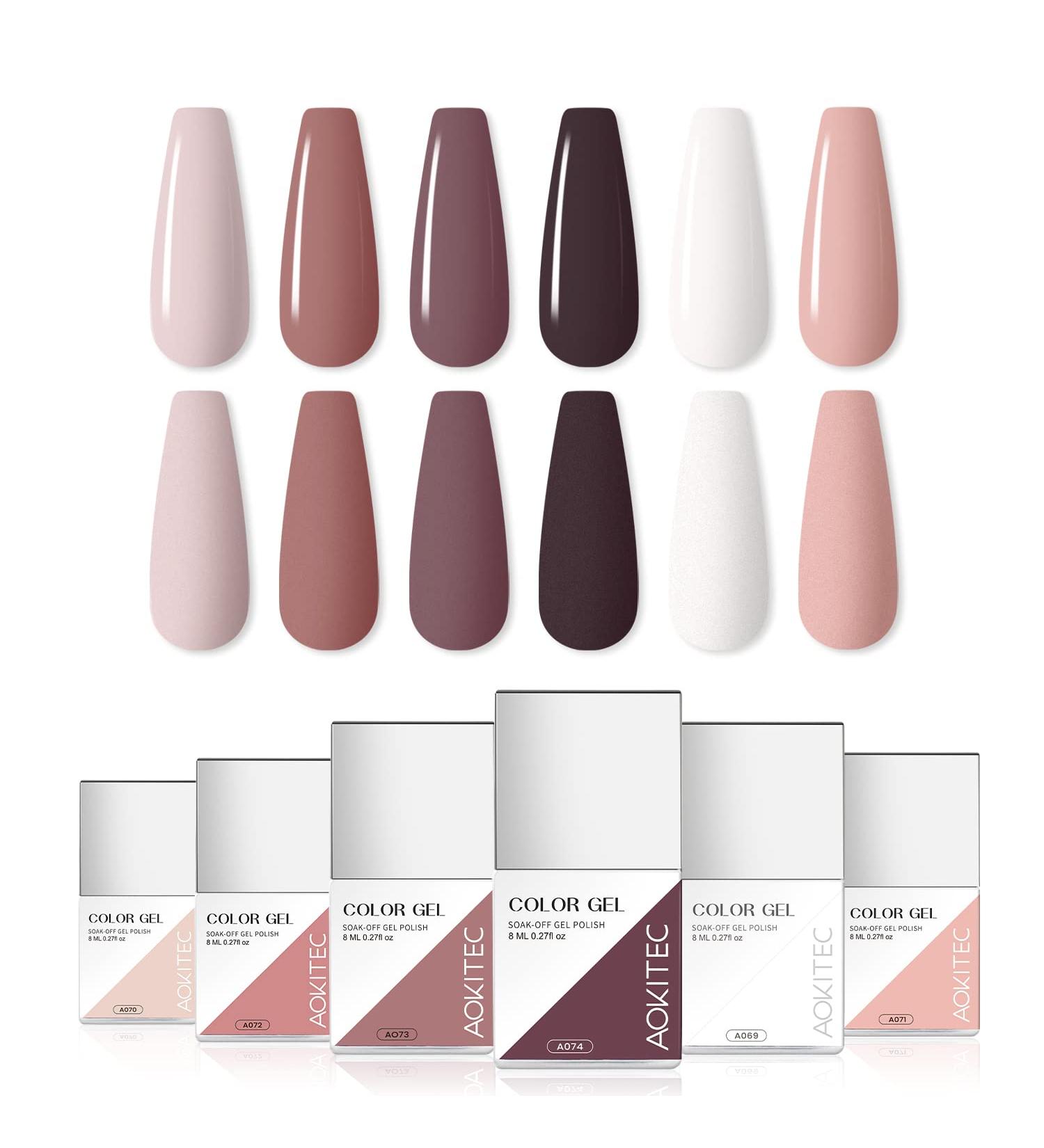 Aokitec Gel Nail Polish Kit 6x7.5ml Gel Polish Set Soak Off Nail Gel Polish Set Gel Nail Manicure Kit French Manicure Kit for Home DIY Gifts for Women Honeymoon Travel - Buy Online on GoSupps.com
