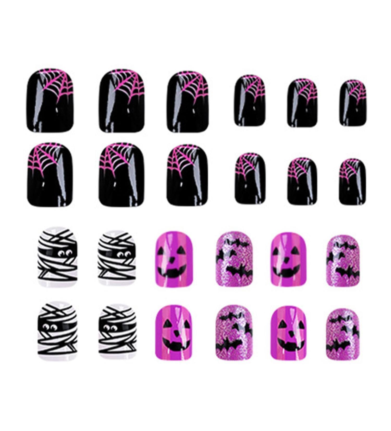 Shakven Halloween Nail Stickers - Nail Stickers Fake Nails Nail Art Stickers Self-Adhesive Decals Bat Spider Ghost Nail Halloween Decorations - Buy Online on GoSupps.com