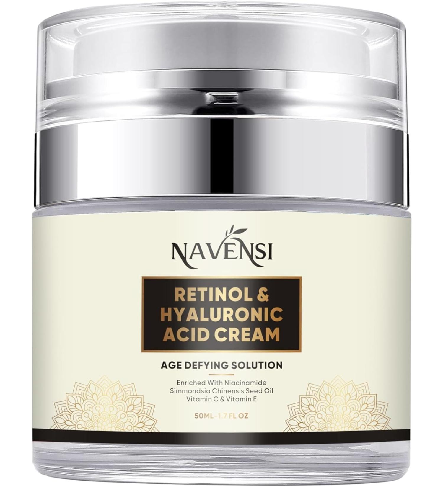Navensi Retinol Cream For Face 50ml | Retinol Anti Aging Face Cream With Vitamin C & Hyaluronic Acid moisturizer Smooths Wrinkles Fine Lines & Dark Spots | Deep Hydrating & Firming Skin Care - Buy Online on GoSupps.com