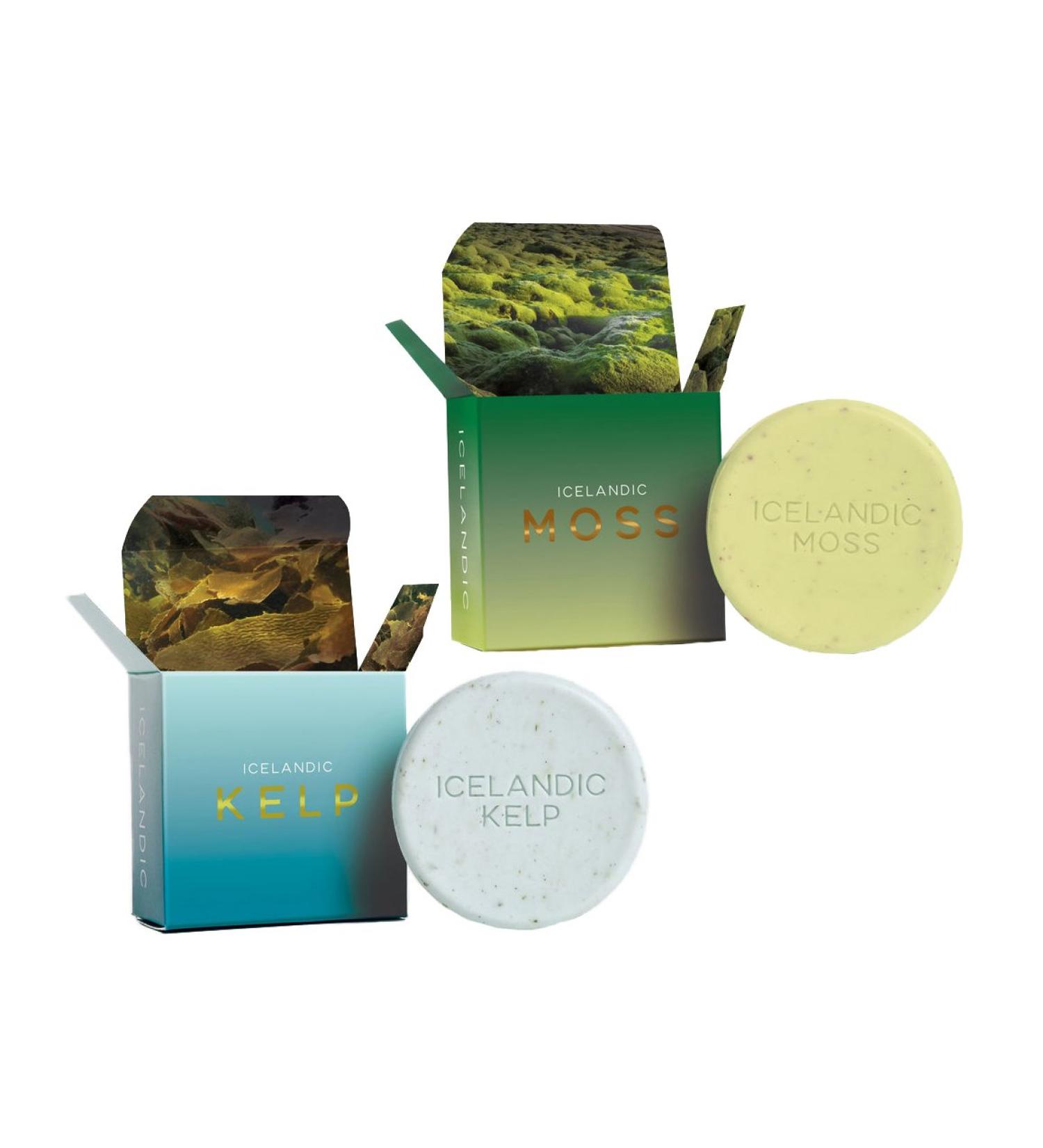 Exfoliating Bars of Soap - Natural Ingredients, Assorted Scents - Icelandic Kelp & Moss, Set of 2, 4 oz Each - Buy Online on GoSupps.com