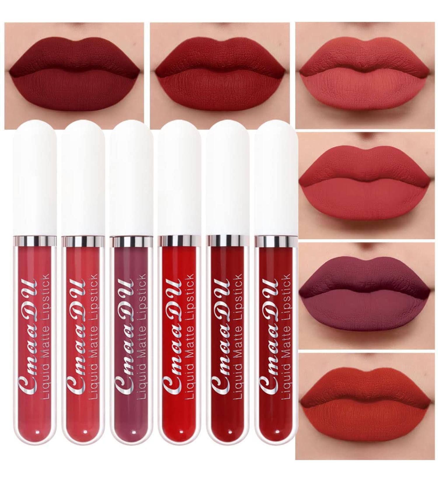 6Pcs Matte Lipgloss Kit - Long Lasting & Waterproof Velvet Liquid Lipstick Set (Color-04) - Buy Online on GoSupps.com