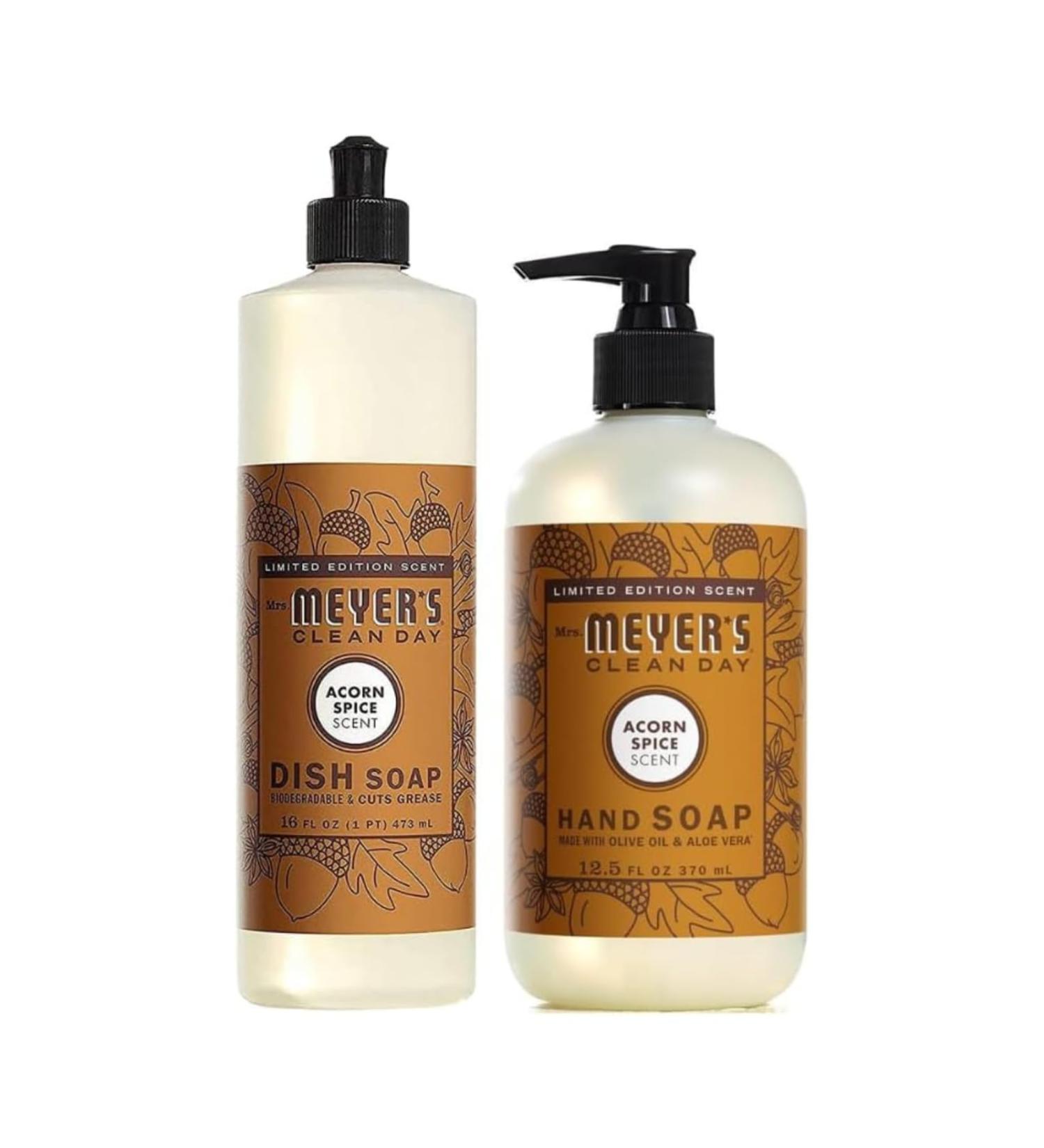 Mrs. MEYER'S Clean Day Variety 1 Liquid Hand Soap Acorn Spice 12.5 OZ 1 Liquid Dish Soap Acorn Spice 16 OZ 1 CT Variety Pack - Buy Online on GoSupps.com
