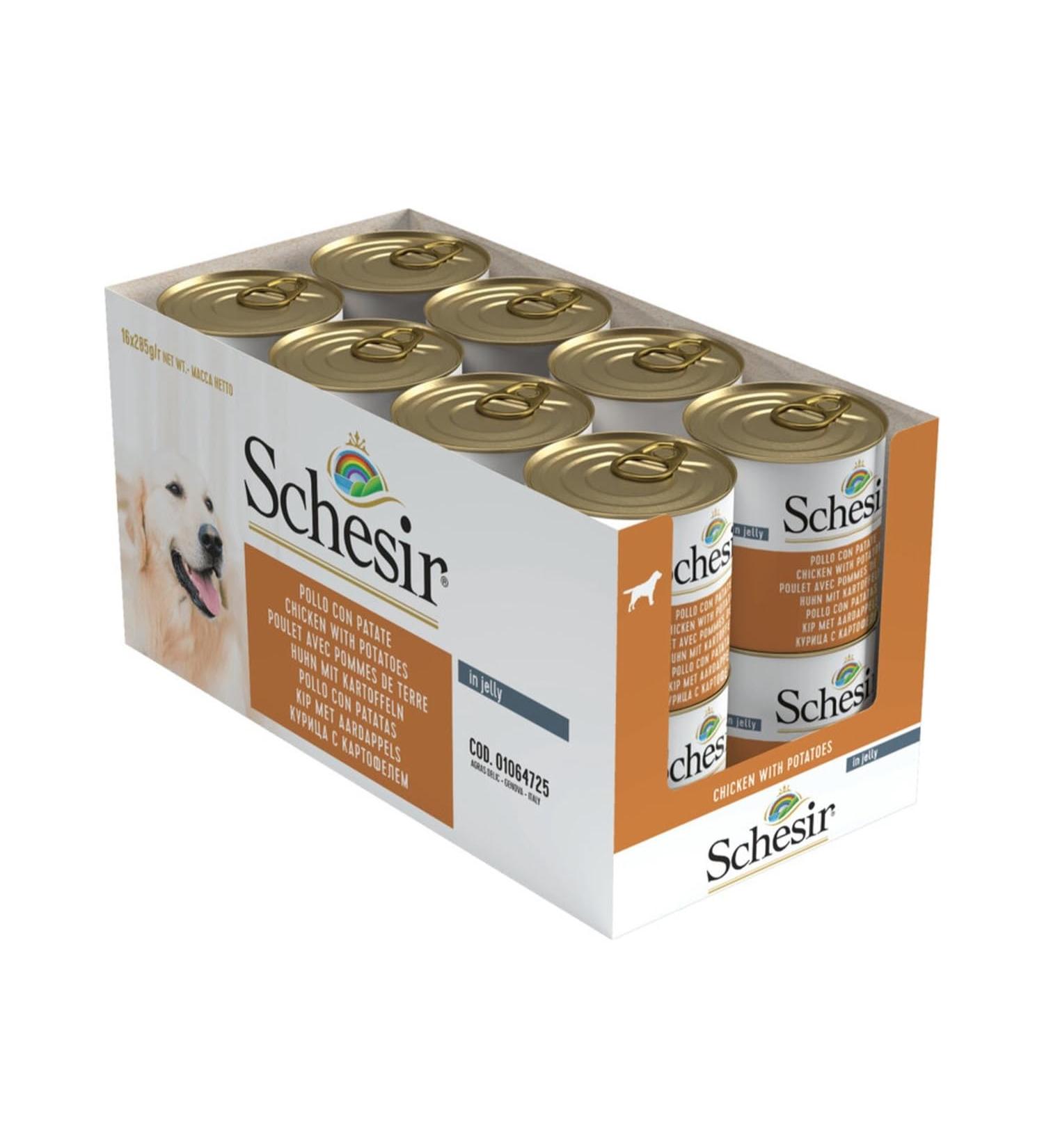 Schesir Dog Chicken with Potatoes Wet Dog Food 16 cans x 285 g - Buy Online on GoSupps.com