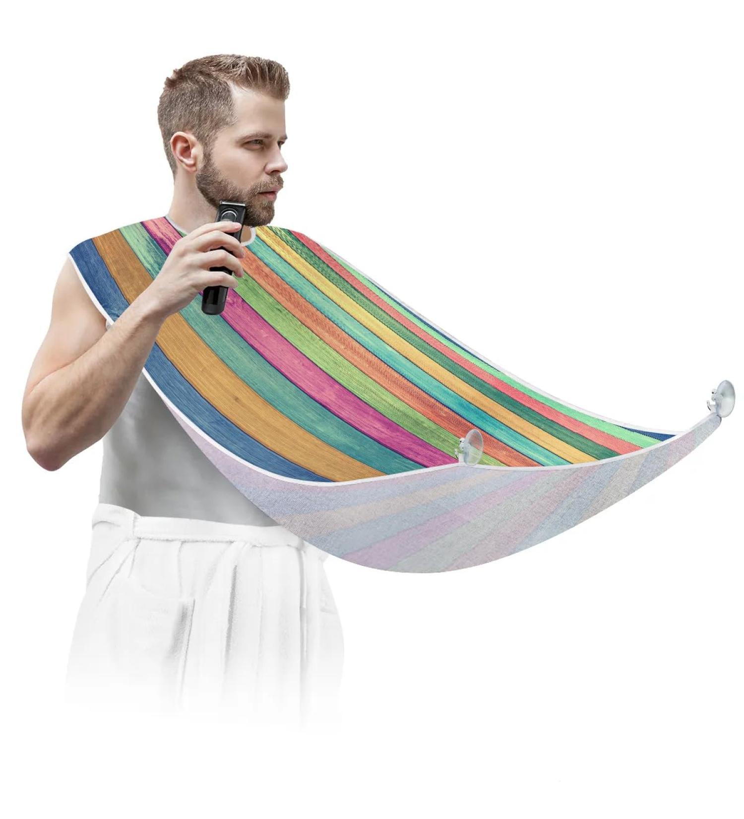 Beard Bib Apron for Men | Non-Stick Waterproof Hair Catcher | Rainbow Grooming Cape for Easy Shaving & Trimming - Buy Online on GoSupps.com
