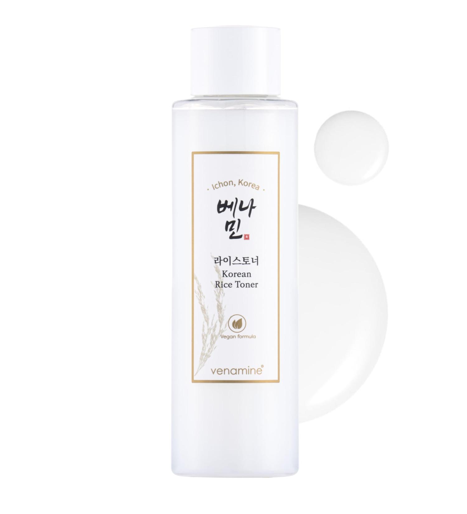 Venamine Korean Rice Toner - 88% Rice Extract & Niacinamide for Glowing Skin | Vegan K-Beauty Skincare 6.76 Fl Oz - Buy Online on GoSupps.com