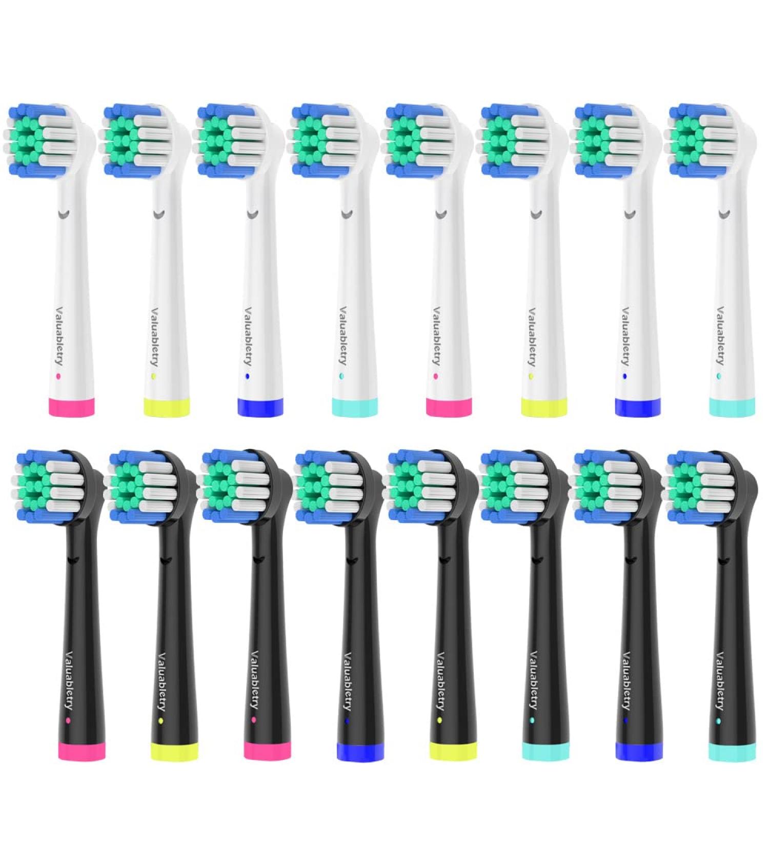 16 Pack Precision Replacement Brush Heads - Oral B Braun Compatible Electric Toothbrush (8 White & 8 Black) - Buy Online on GoSupps.com