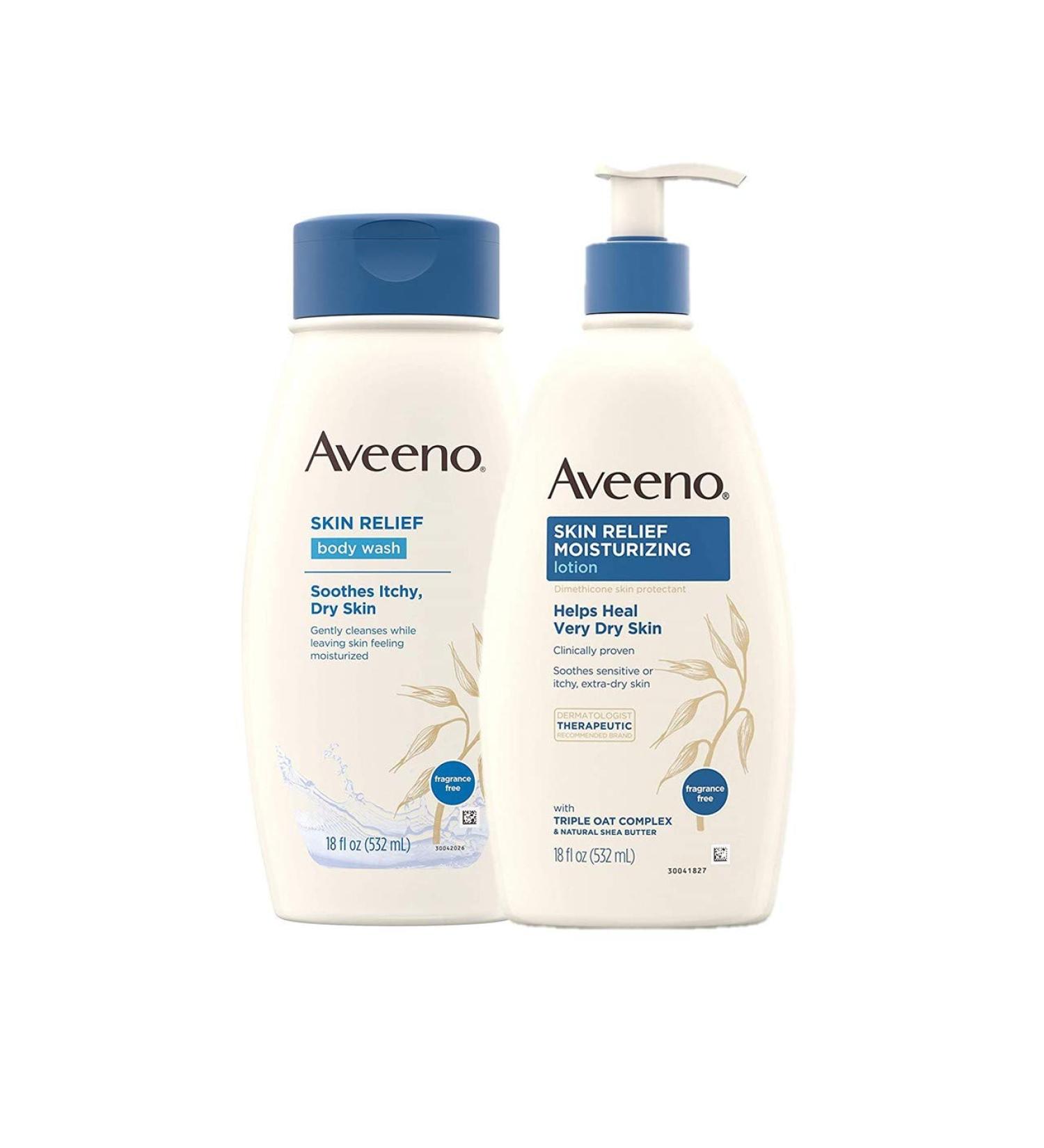 Buy Aveeno Active Naturals Skin Relief Moisturizing Lotion - Fragrance-Free, 18 fl oz | 24-Hour Hydration - Buy Online on GoSupps.com