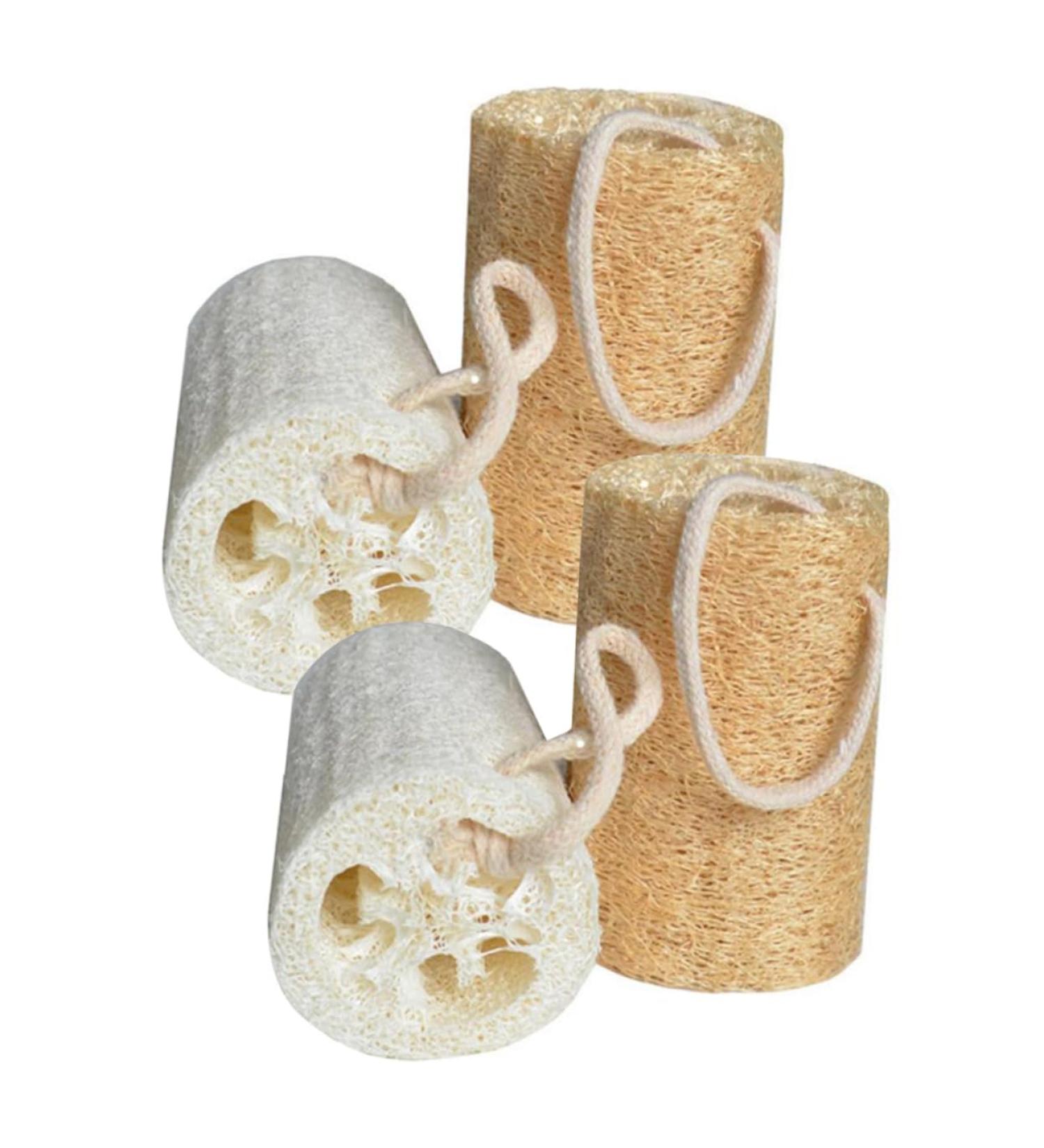 Buy 4pcs Organic Loofah Cleaning Brush Set - Exfoliating Body Scrubber & Dish Washing Sponge - Natural 8cm Loofah for Bath & Shower - Buy Online on GoSupps.com