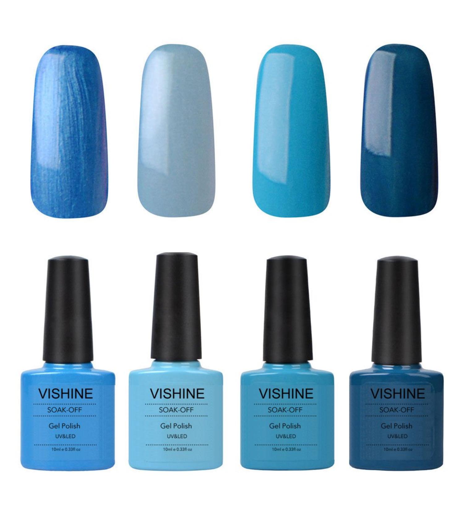 Vishine UV LED Soak Off Gel Nail Polish Manicure 4 Pcs 10ml Shiny Colors Nail Art Kit C082