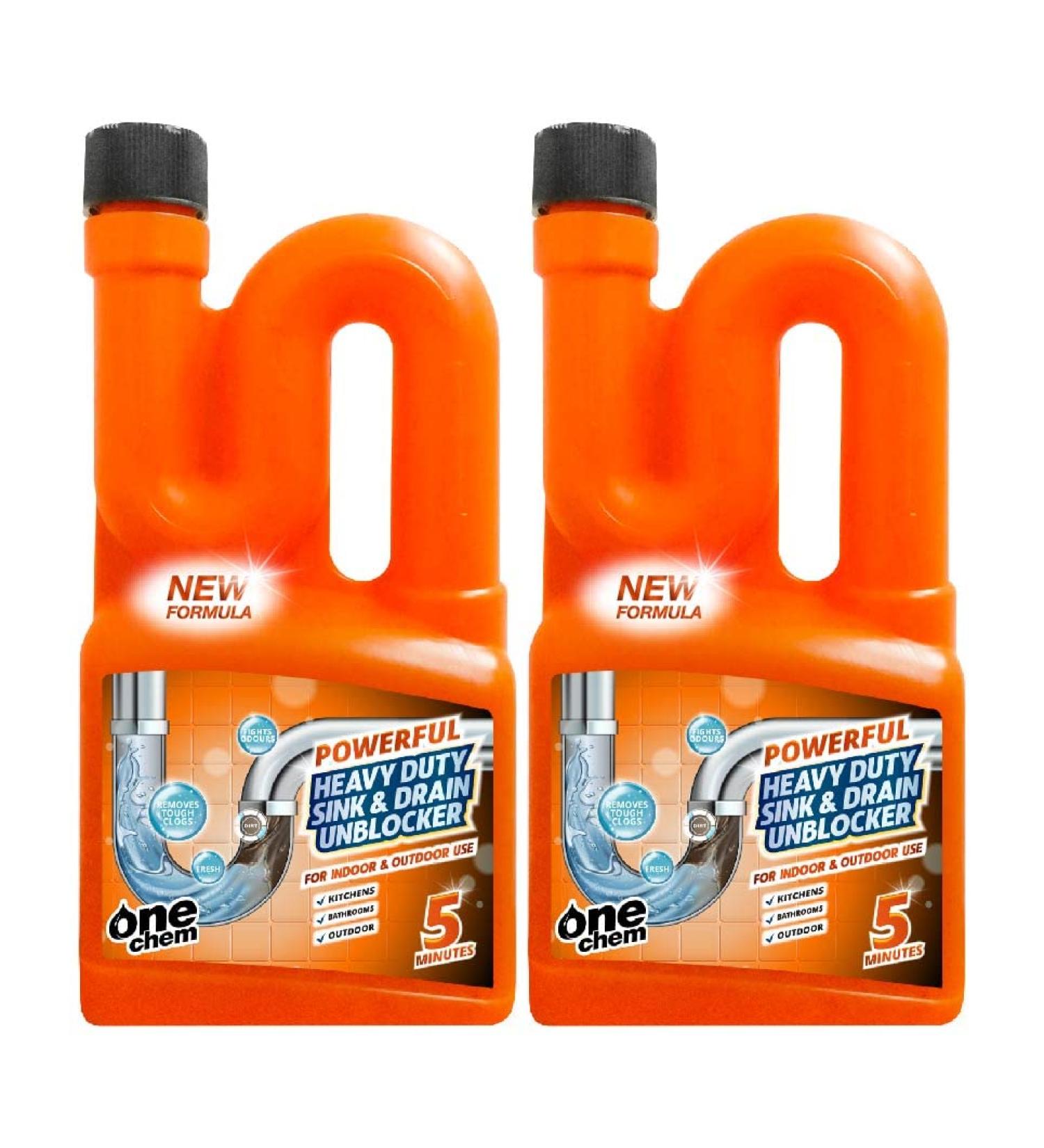One Chem Heavy Duty Sink and Drain Unblocker 2 x 750ml - Powerful formula for indoor and outdoor use 750 ml (Pack of 2) - Buy Online on GoSupps.com