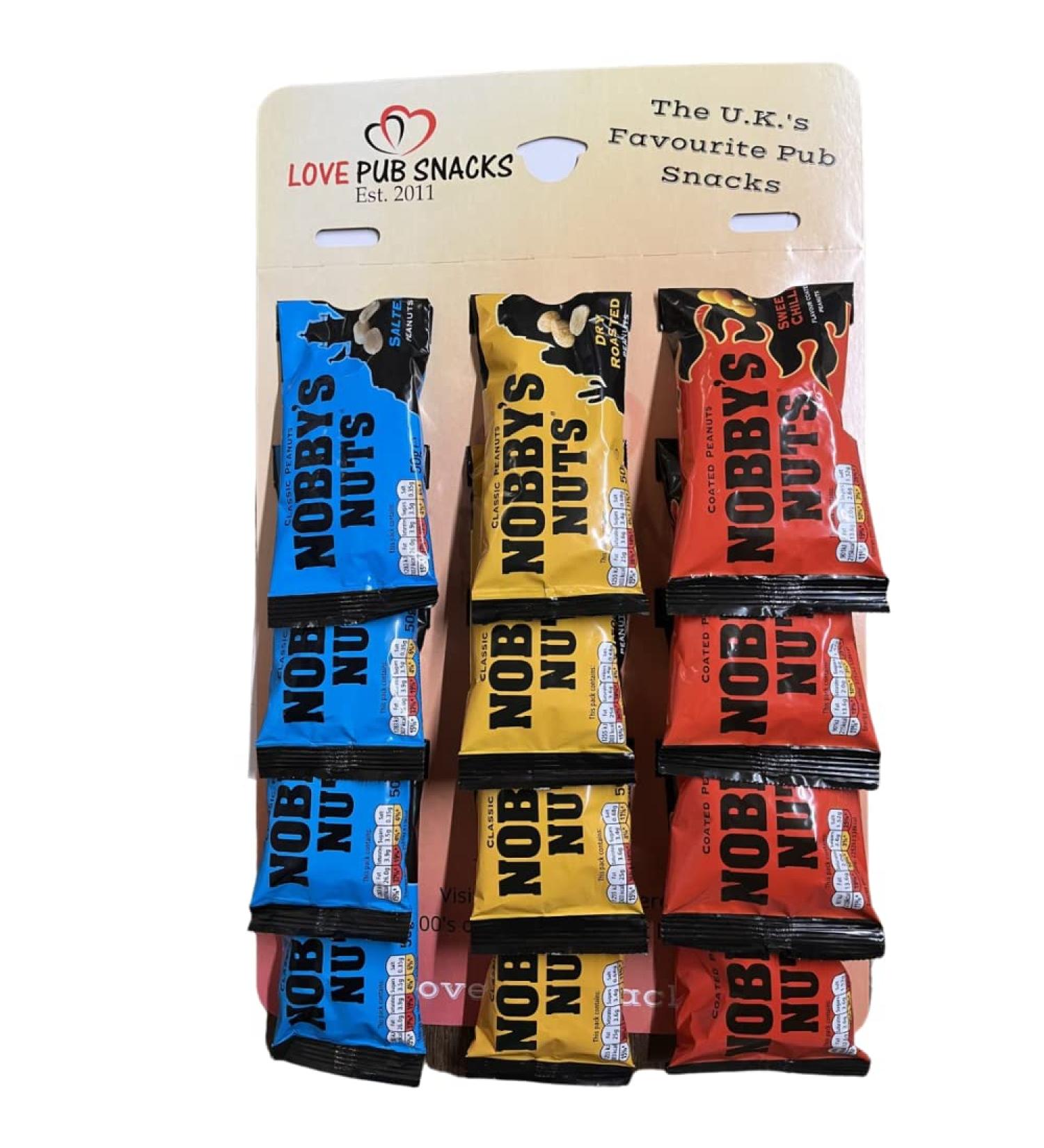 Love Pub Snacks Nobbys Nuts Mixed Pub Card - Salted | Dry Roasted | Sweet Chilli