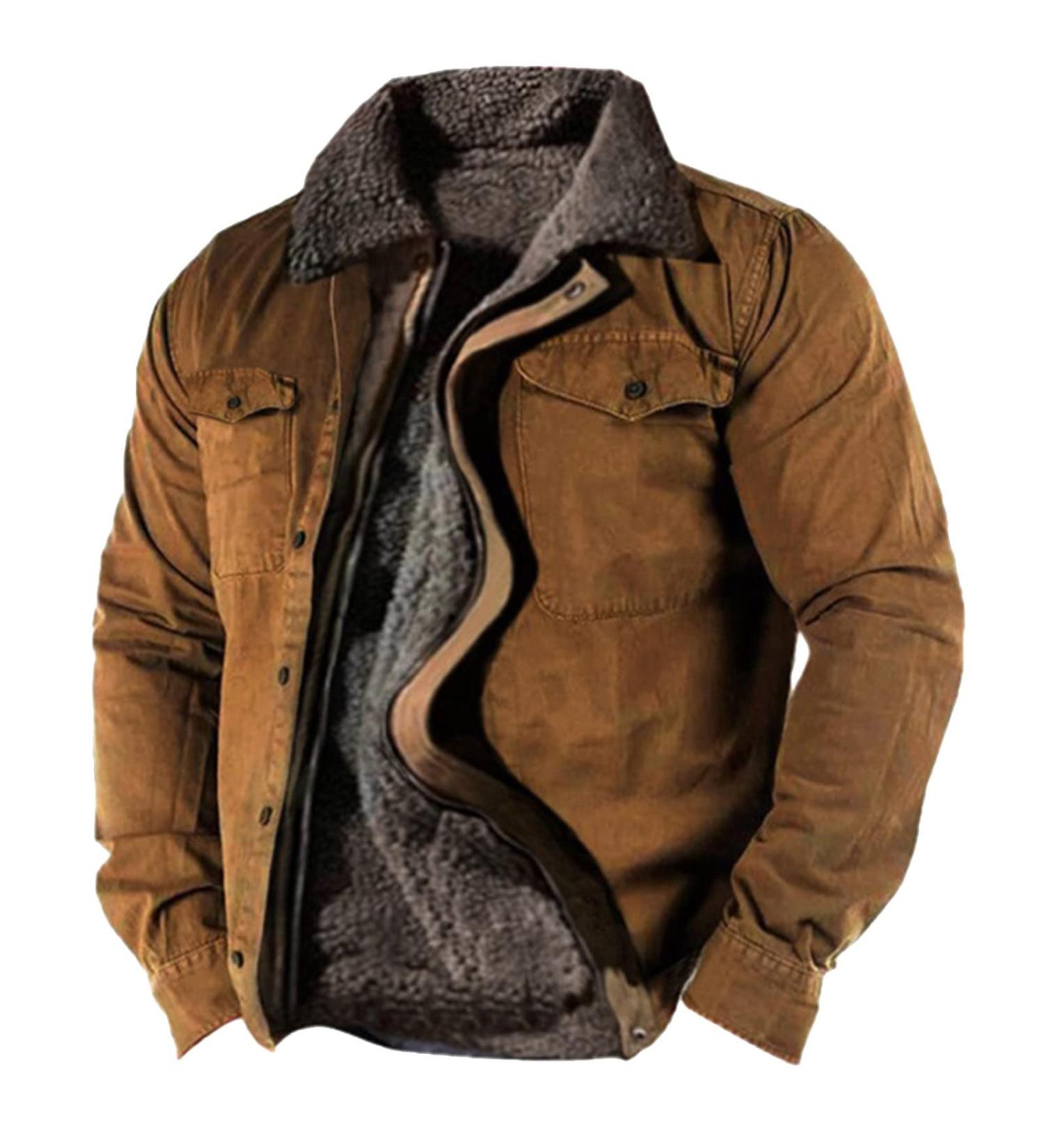 Men's Fleece Plush Jacket - Warm Zipper Wool Coat with Hood | Fluffy Autumn Winter Sweat Jacket | Breathable Casual Warmer - Buy Online on GoSupps.com