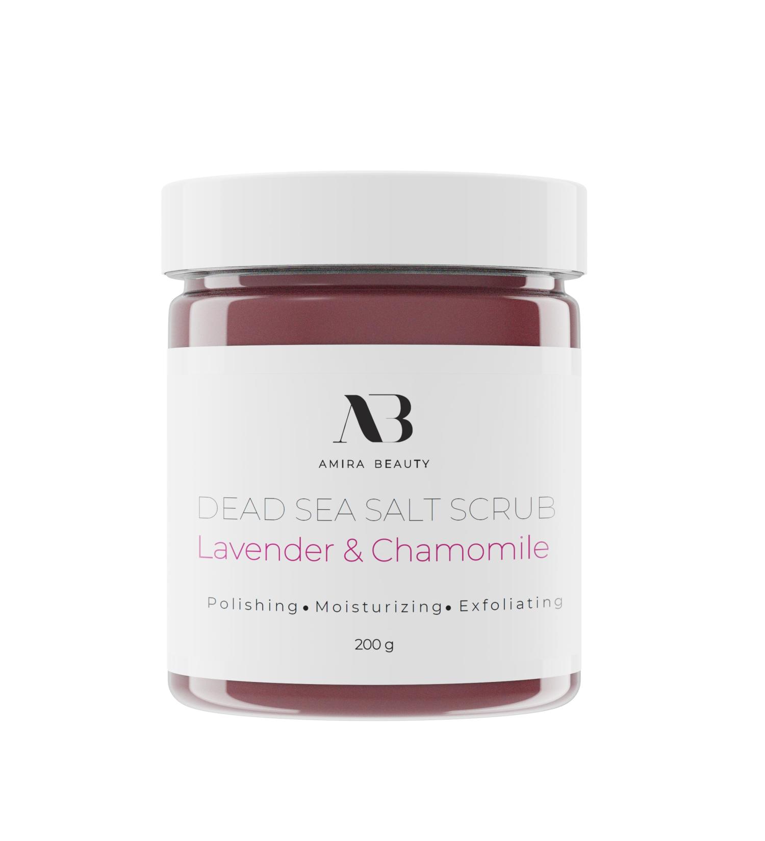 Amira Beauty Dead Sea Salt Body Scrub | Lavender & Chamomile | Foaming Shower Scrub with Organic Essential Oils | Exfoliates and Moisturizes Skin | 7 OZ 12 Ounce (Pack of 1) - Buy Online on GoSupps.com