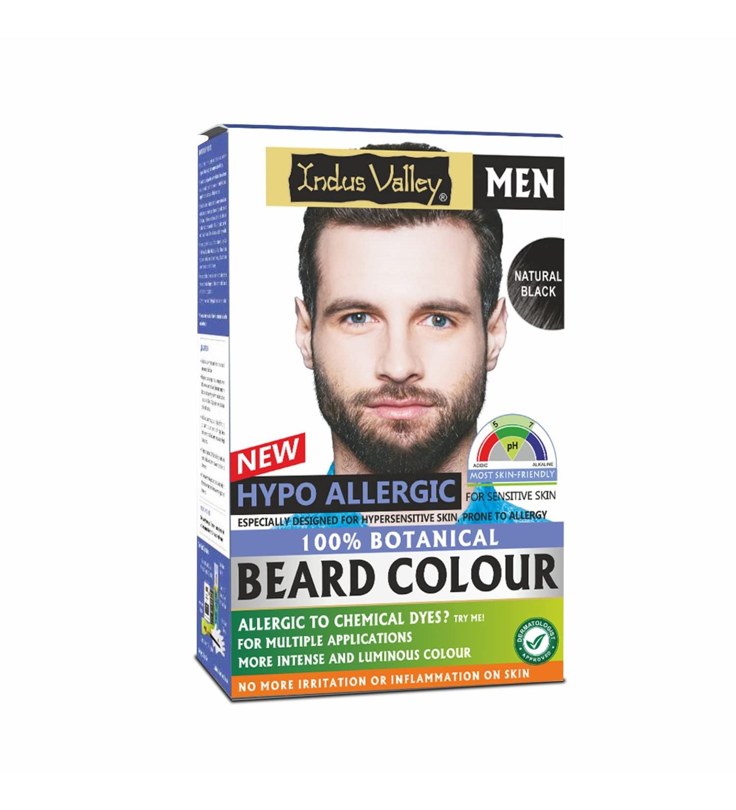 Indus Valley 100% Botanical Hypoallergenic Mustache & Beard Color for Men | Long-Lasting Vegan & Cruelty-Free Black Shade - Buy Online on GoSupps.com