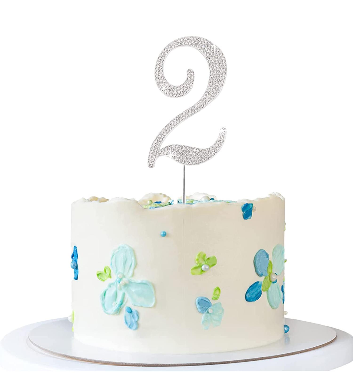 ENSTAB 0-9 Silver Rhinestone Cake Topper | Happy Birthday & Anniversary Cake Decoration | International Shipping - Buy Online on GoSupps.com