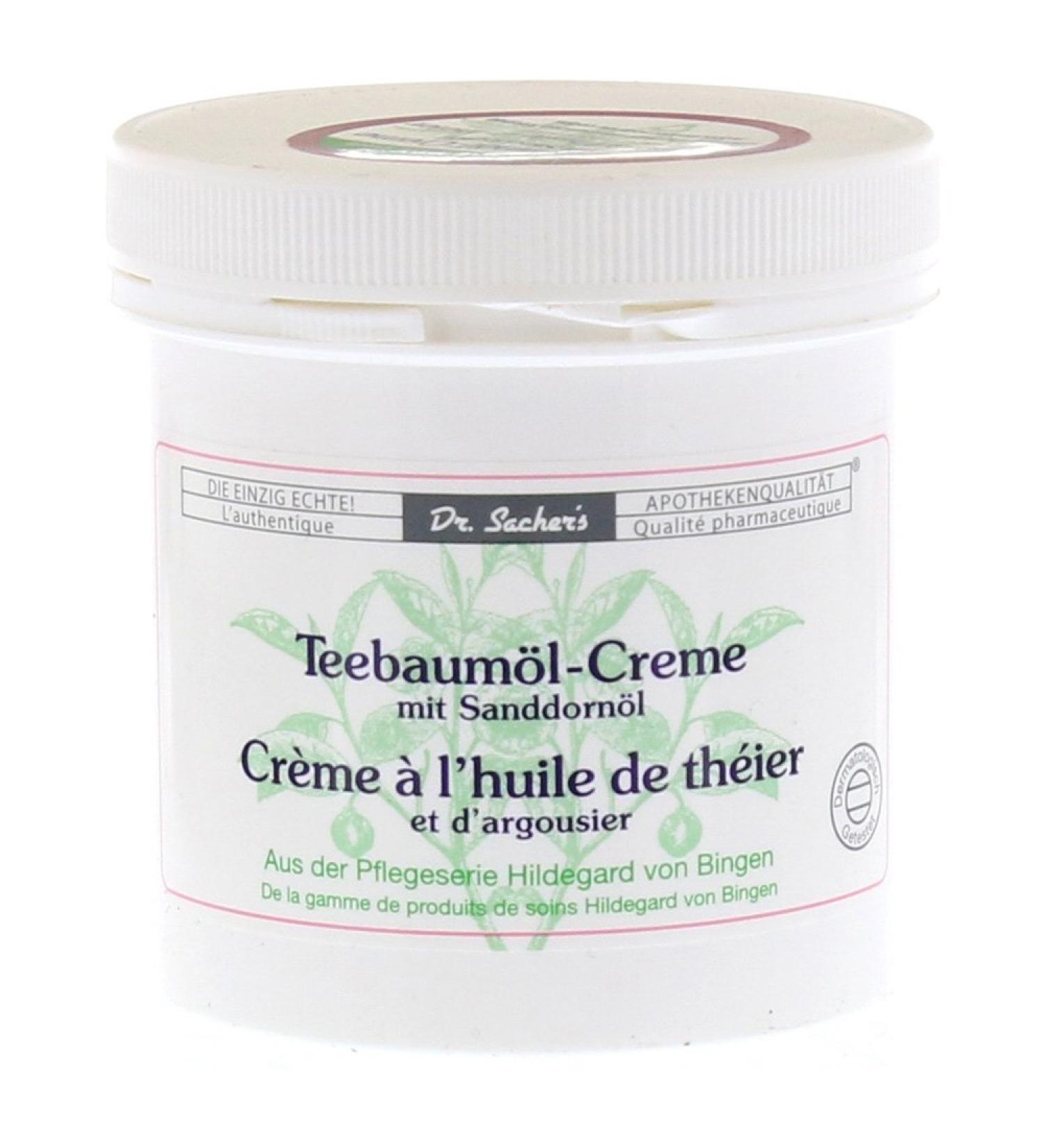 can / jar of tea tree oil cream with sea buckthorn oil