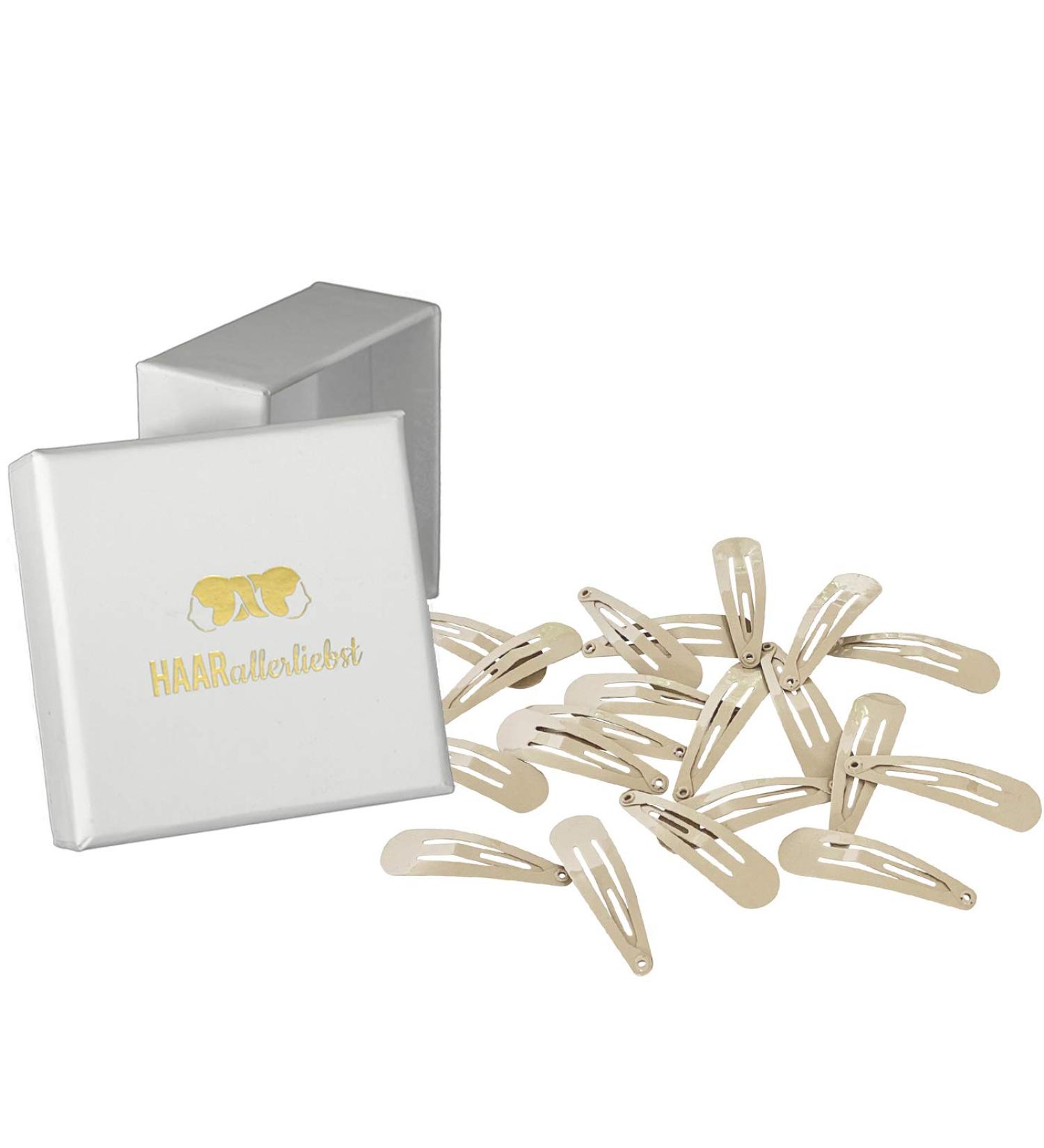 HAARallerliebst Hair Clips - 20 Beige 3.9 cm Clips with White Storage Box | Premium Hair Accessories for All Styles - Buy Online on GoSupps.com