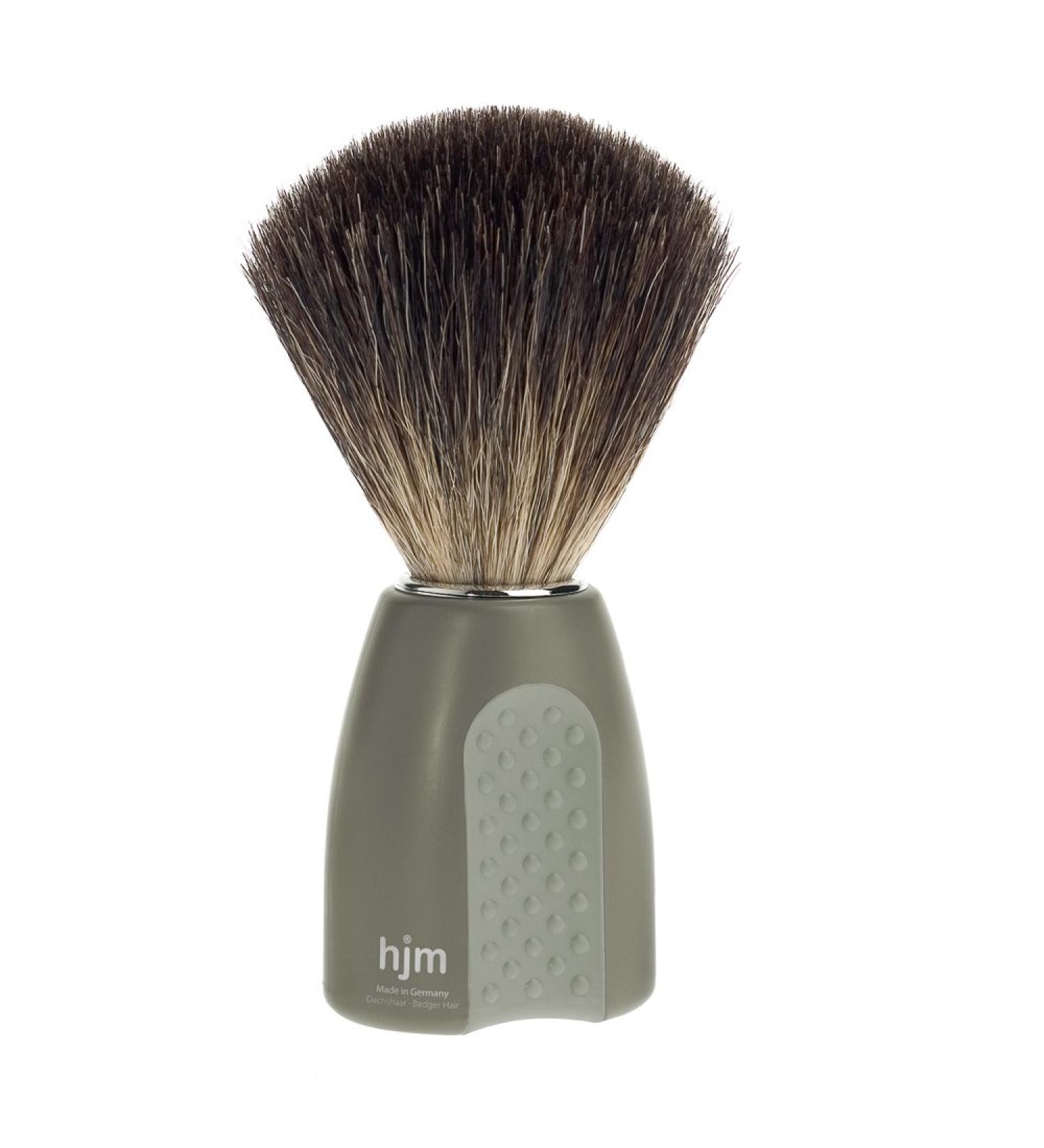 hjm shaving brush M hle -The Solid- badger hair grey/grey