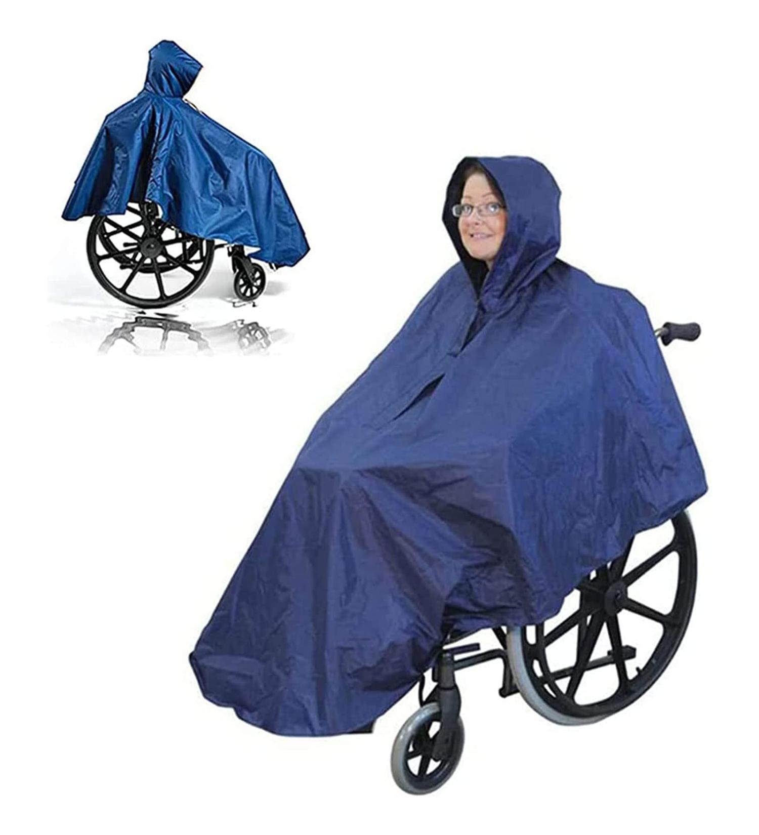Winter Waterproof Wheelchair Rain Poncho Windproof Scooter Raincoat with Hood Adult Elderly Seniors Wheelchair Rain Poncho Coat Wheelchair Rain Cape - Buy Online on GoSupps.com