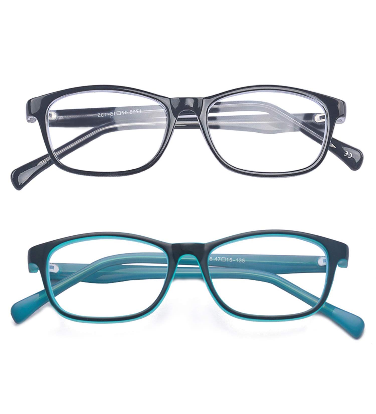 Kids Blue Light Blocking Glasses 2 Pack - Anti Blue Ray Eyeglasses for Computer Games - Blue+Black - Buy Online on GoSupps.com