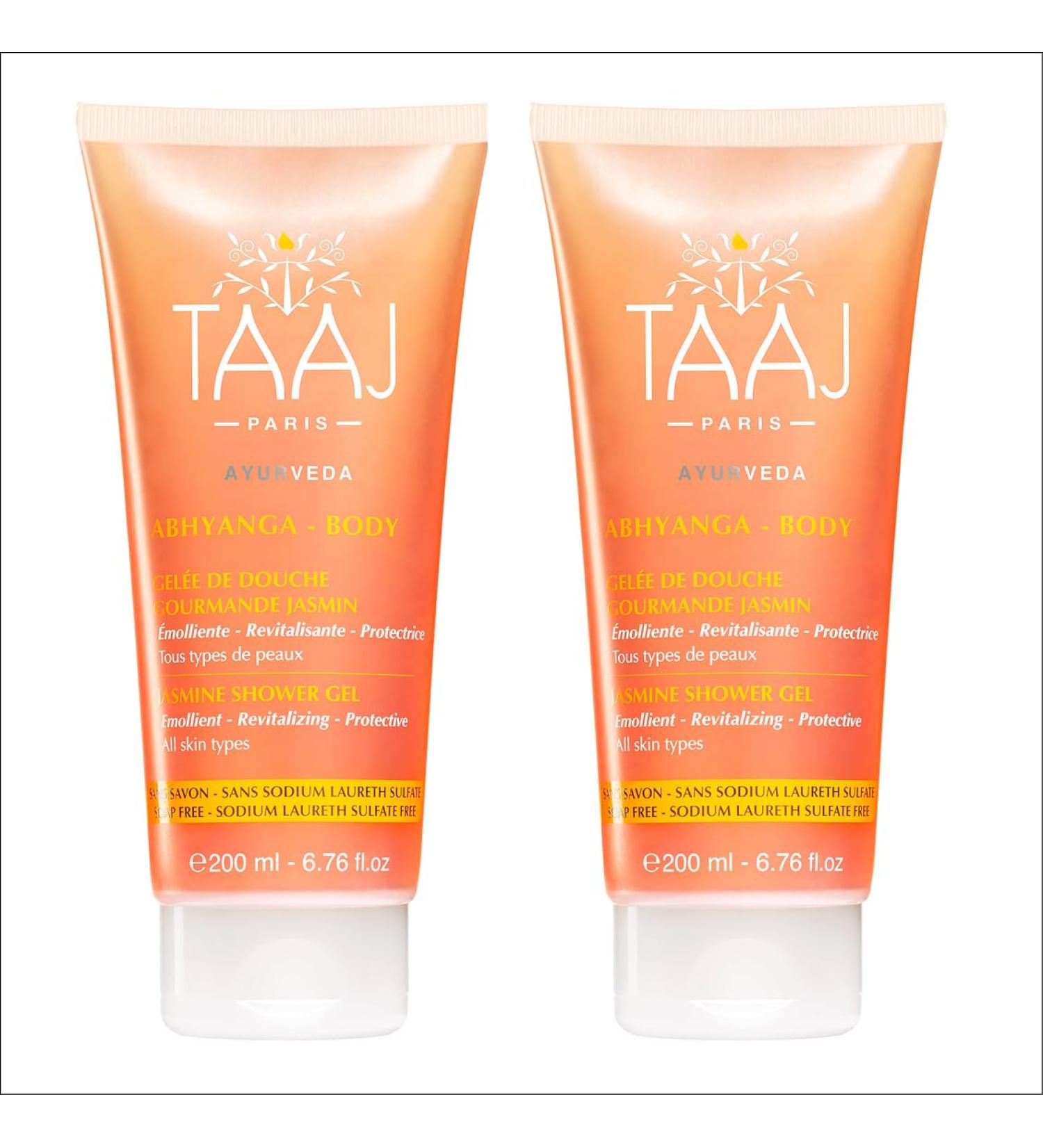  TAAJ TAAJ | Jasmine Abhyanga Shower Gel | Antioxidant Action | With Jasmine and Gotu Kola | Melting Gel Texture | Made in France | Vegan | Cruelty-Free | Pack of 2 x 200 ml - Buy Online on GoSupps.com