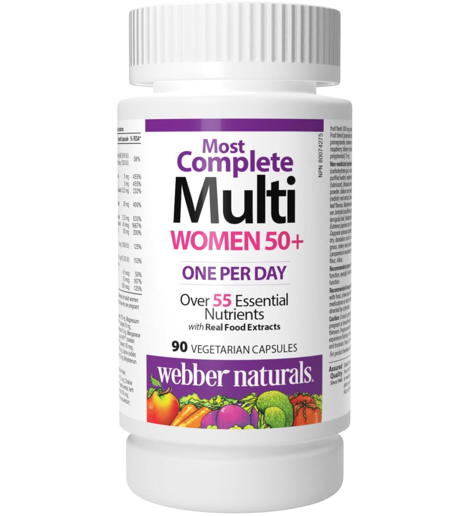 Webber Naturals Women's 50+ Most Complete Multi 90 Vegetarian Capsules - Buy Online on GoSupps.com