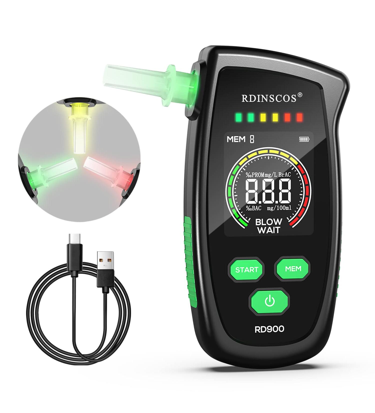 Portable Breathalyzer Alcohol Tester with 5 Mouthpieces - Green | Home & Travel Breath Analyzer - Buy Online on GoSupps.com