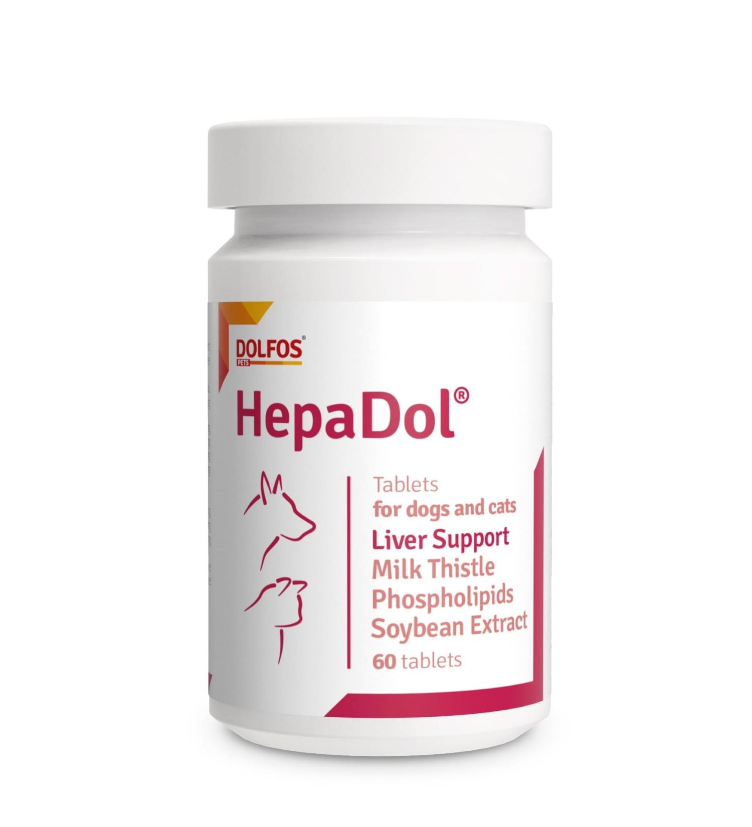PETS Dolfos HepaDol Liver Support for Cats and Dogs 60 tablets enriched with Milk Thistle Ornithine Arginine Taurine