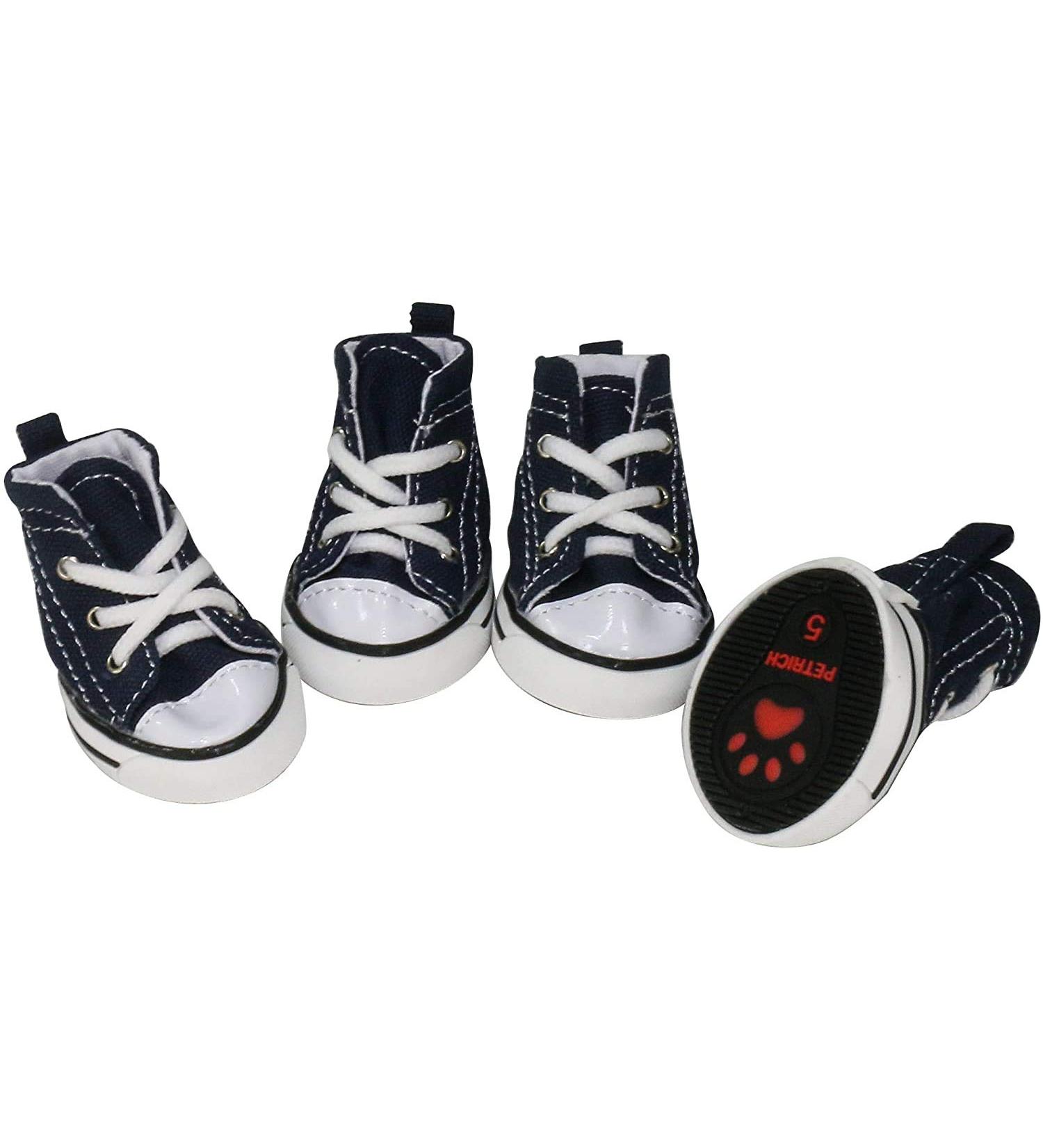 URBEST Pet Dog Canvas Sport Sneaker Boots 4 Pcs - Outdoor Nonslip Causal Shoes in Blue (Size 8) - Buy Online on GoSupps.com