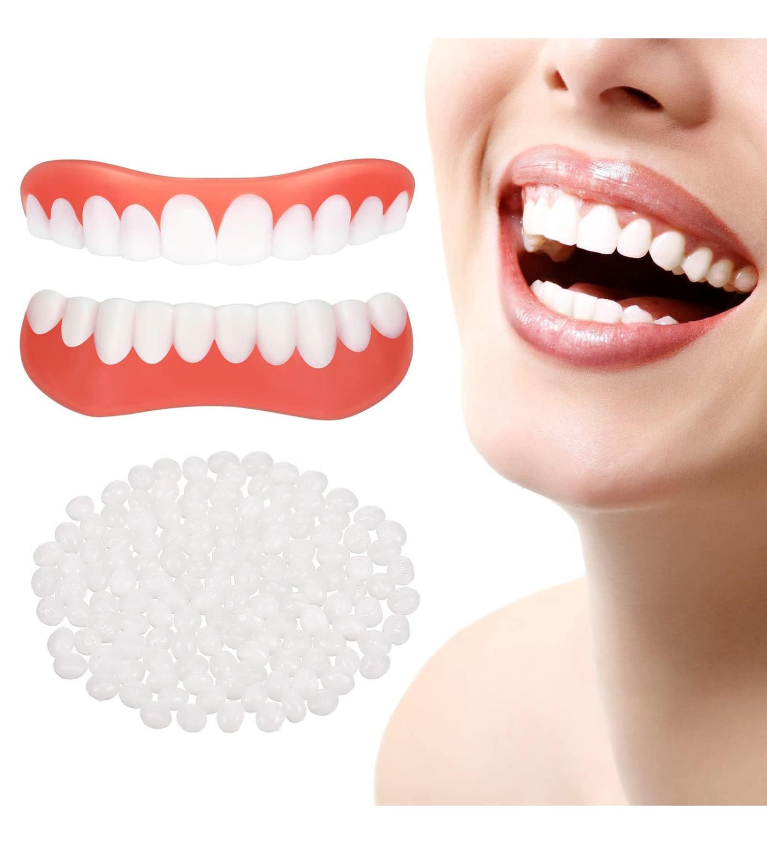 Wttfc Clipin veneers 2 pairs of false teeth veneers direct dentures adjustable click dentures clickin veneers false teeth for women and men teeth whitening covering imperfect teeth - Buy Online on GoSupps.com