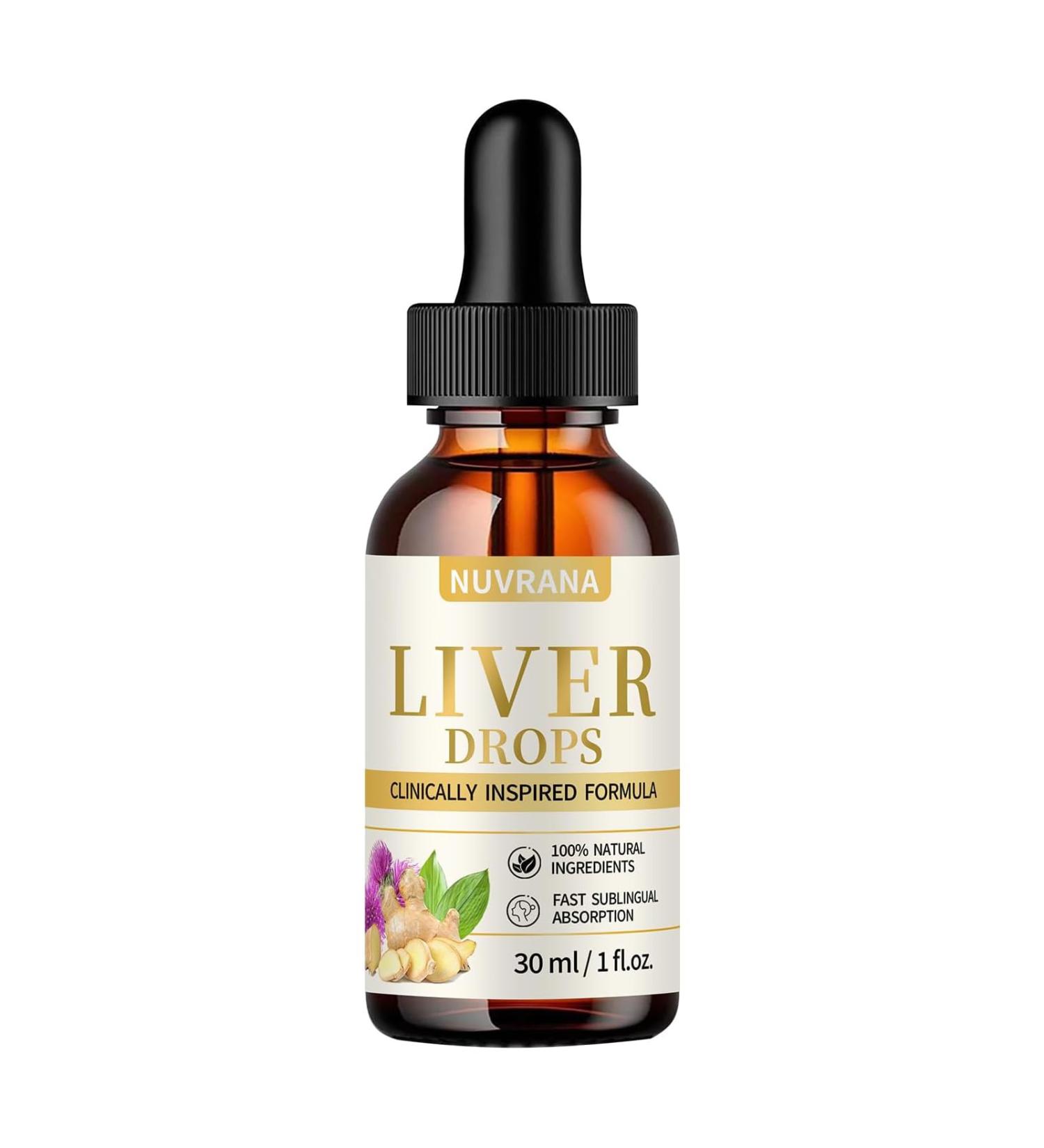 Nuvrana Liver Support Drops - Natural Herbal Blend for Daily Liver Care - Fast Absorption Liquid Supplement (1)