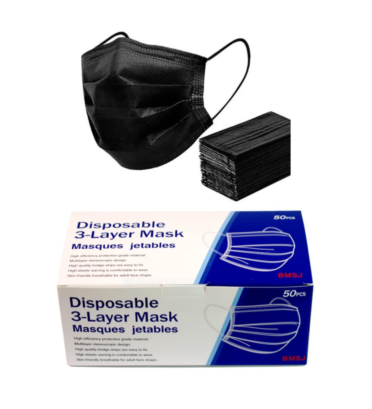 SIngle Use DIsposable Face mask- 50 Pcs (Black) - Buy Online on GoSupps.com