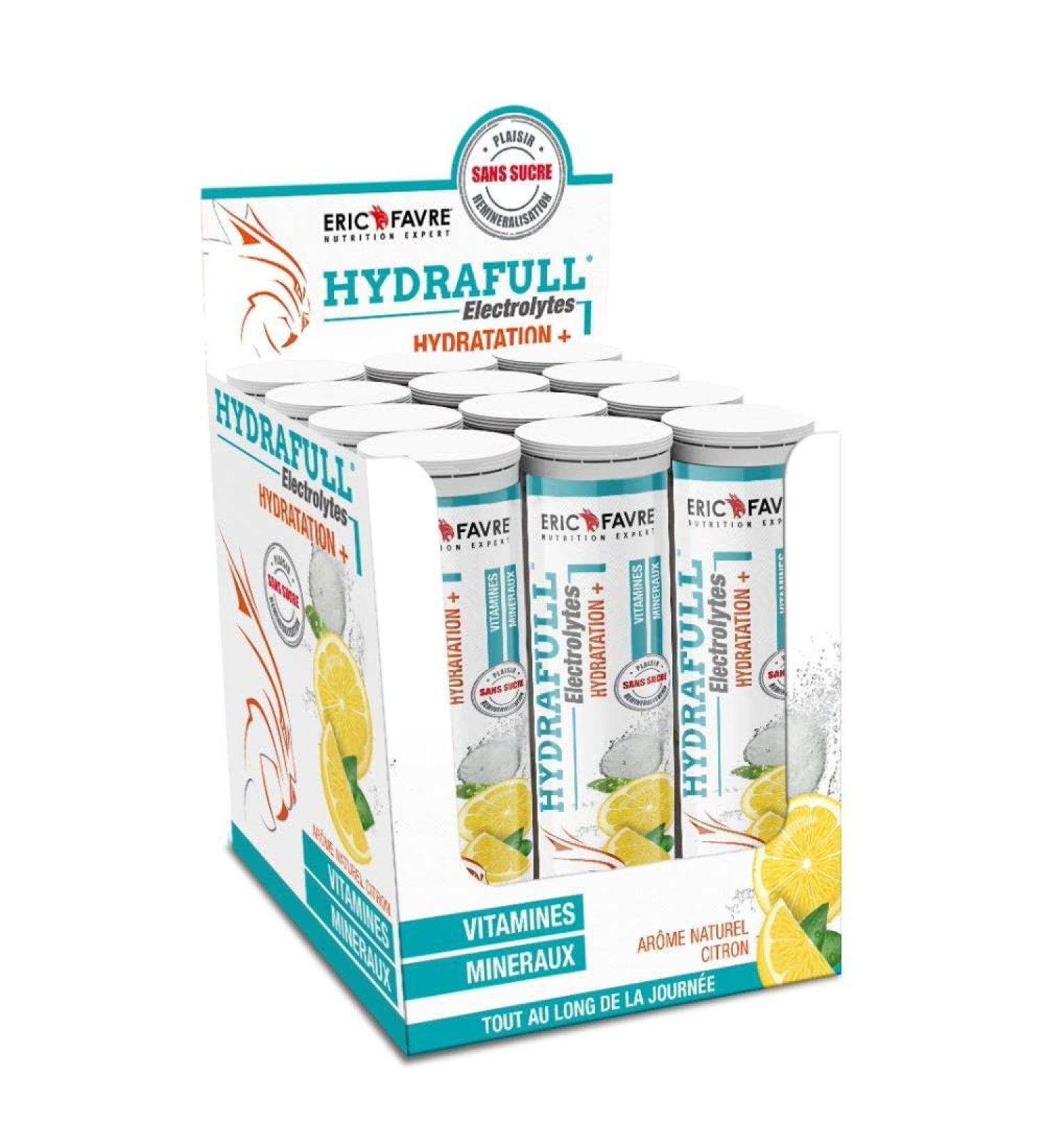 HYDRAFULL ELECTROLYTES - Balanced Hydration and Remineralization Sugar Free with Vitamins and Essential Minerals - To Maintain Optimal Hydration Levels - Lemon Display 12 Units - Buy Online on GoSupps.com