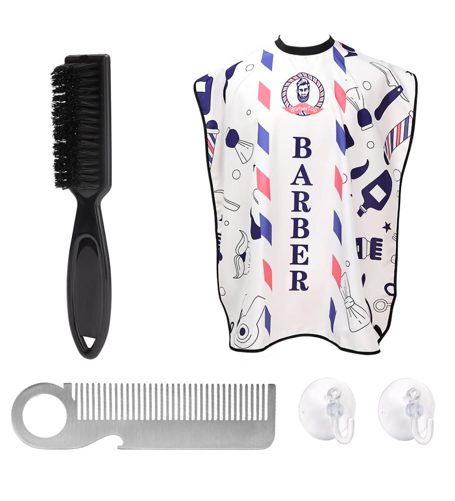 Beard Bib Apron for Men - Non-Stick Waterproof Hair Catcher Grooming Cape with Suction Cups Comb & Brush Included - Buy Online on GoSupps.com