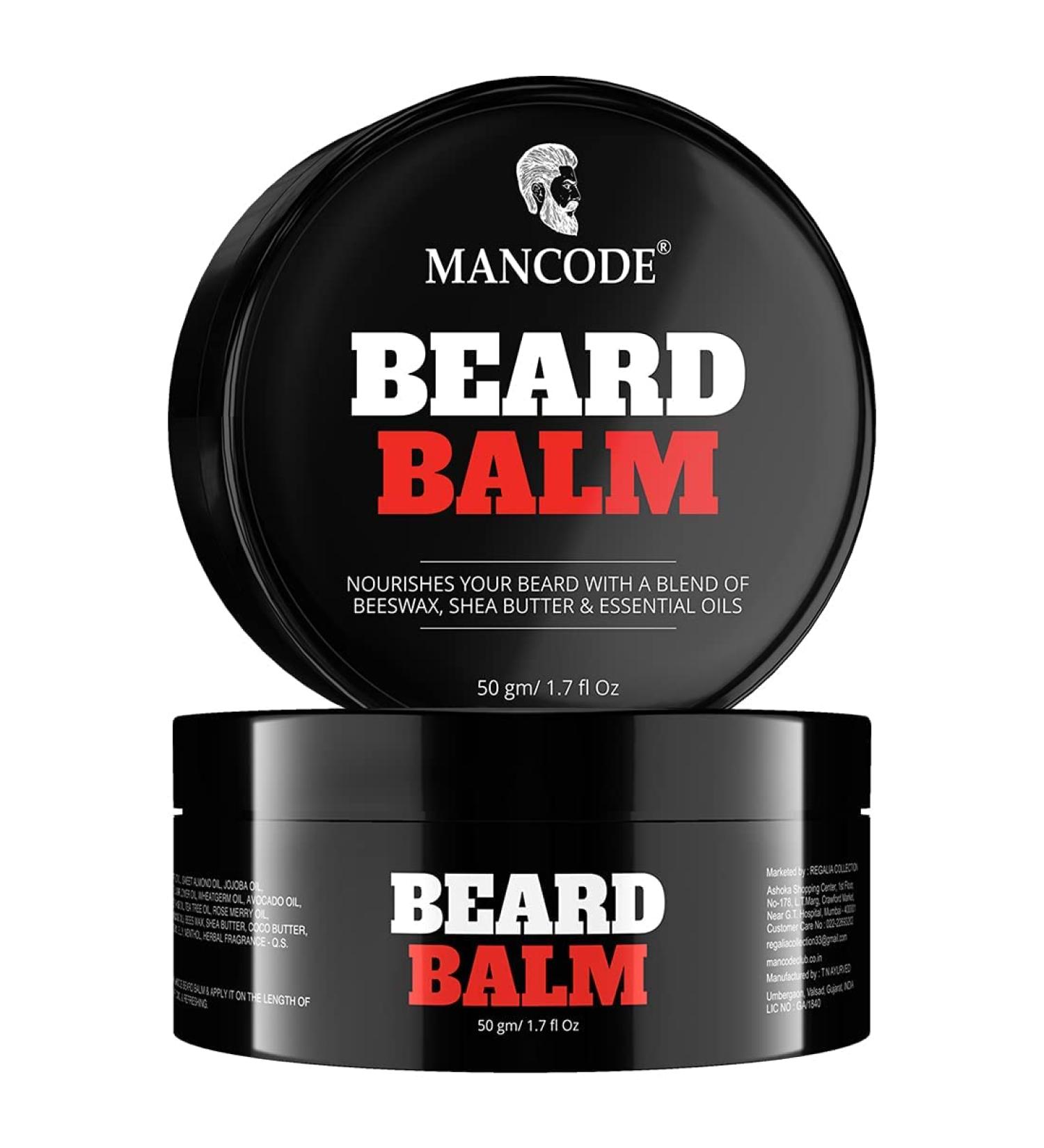Beard Balm for Men - Softens & Nourishes with Beeswax & Shea Butter | Chemical-Free Long-Lasting Moisture for Mustache & Beard - 50 gm - Buy Online on GoSupps.com