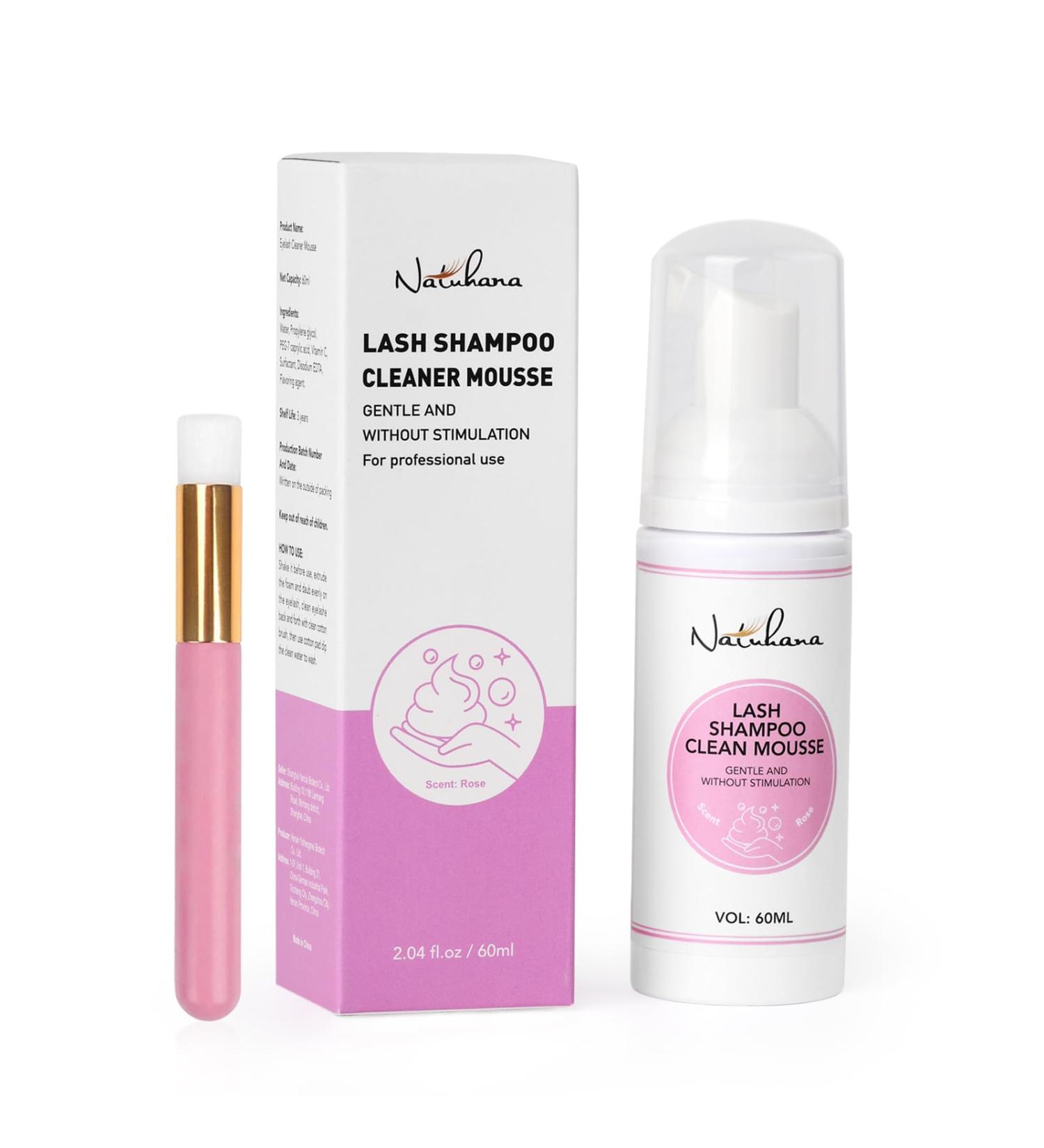 Lash Shampoo Clean Mousse for Eyelash Extensions | 60ML Eyelash Cleanser & Wash | Professional Foam Cleanser - Rose Flavor - Buy Online on GoSupps.com