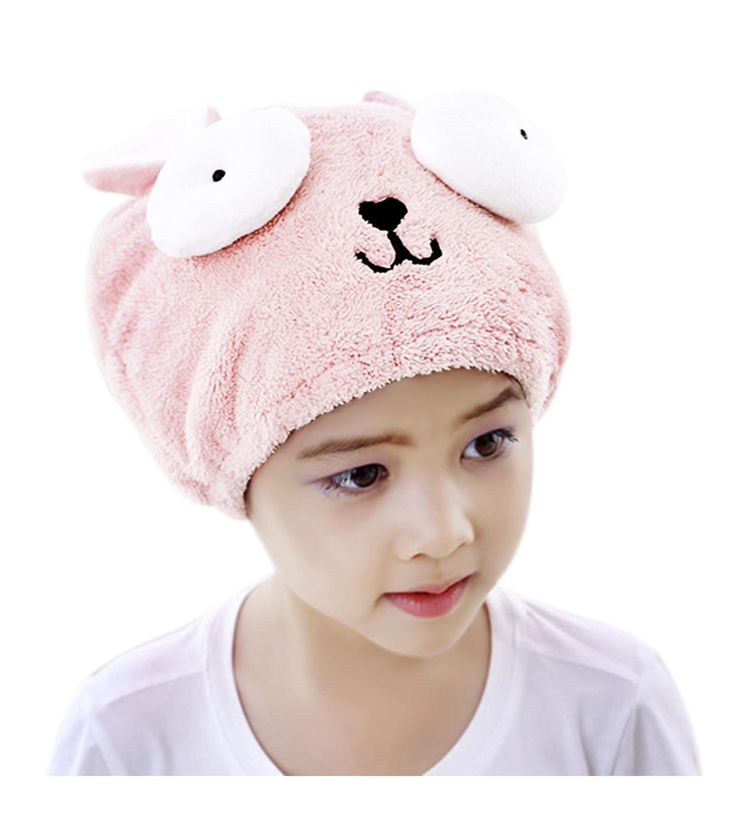 FakeFace Funny Hair Dryer Towel for Kids | Soft Microfiber Headscarf & Turban | Large Eye Pink Design - Quick Drying Hair Solution - Buy Online on GoSupps.com