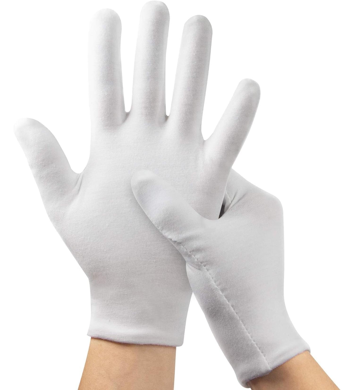 Washable White Cotton Gloves for Eczema and Dry Hands - 20pcs Moisturizing Gloves for Daily Work and Jewelry Inspection | Soft and Breathable - One Size Fits All - Buy Online on GoSupps.com