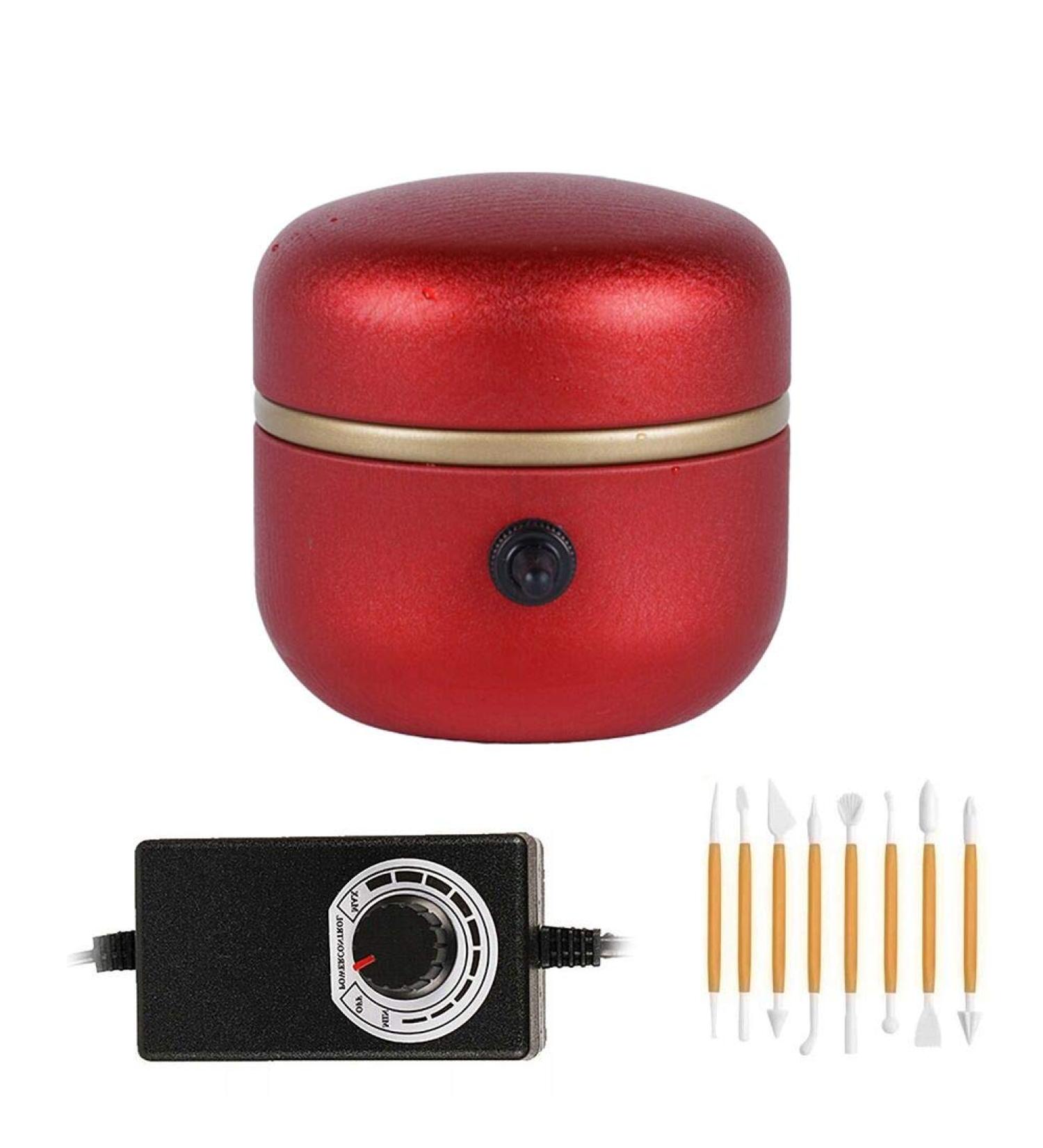 Mini Electric Pottery Wheel Machine | Adjustable Speed with Tray | Ideal for Kids, Beginners, and Ceramics Art | Red - Buy Online on GoSupps.com
