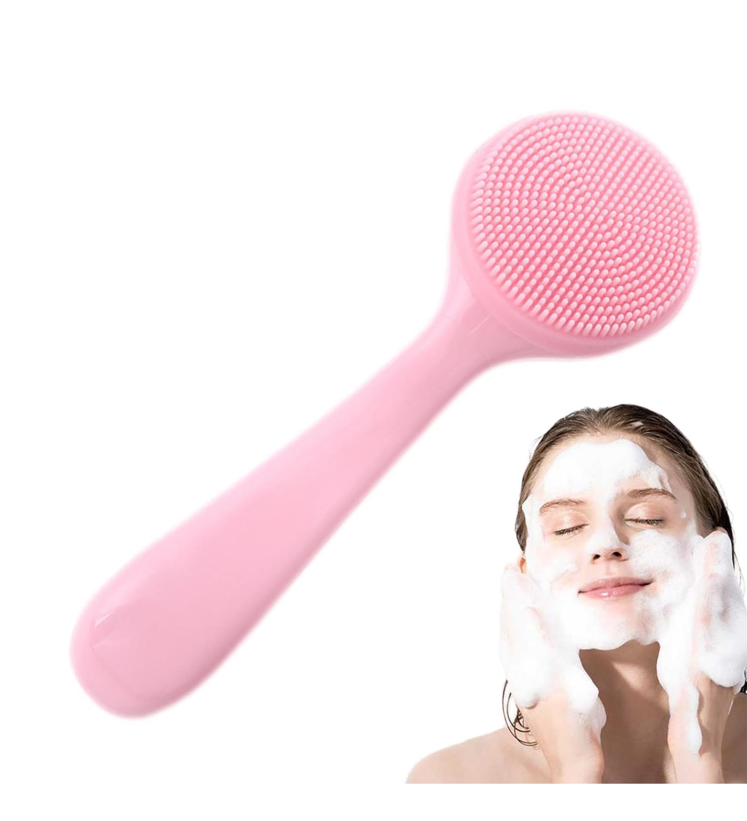 Silicone Face Scrubber Skin Friendly Waterproof Face Cleaning Scrubber - Manual Facial Cleansing Brush Skin Friendly Waterproof Face Cleaning Scrubber Pink - Buy Online on GoSupps.com