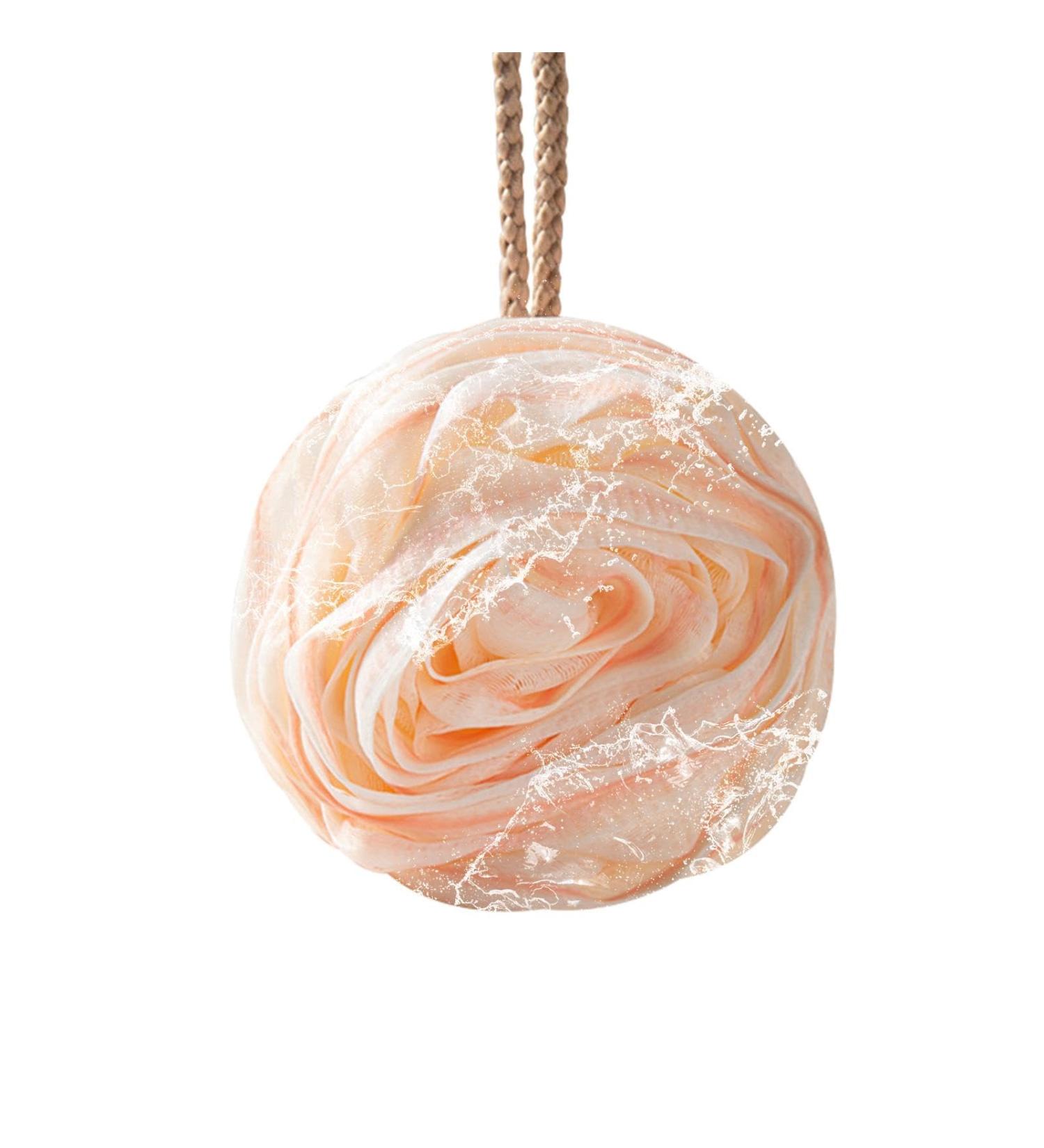 Hutnncg Shower Sponges for Body | Rose Large Bath Balls - Portable Bath Balls with Lanyard Cute Bath Supplies for Bathroom Home Apartment Dormitory Pink - Buy Online on GoSupps.com